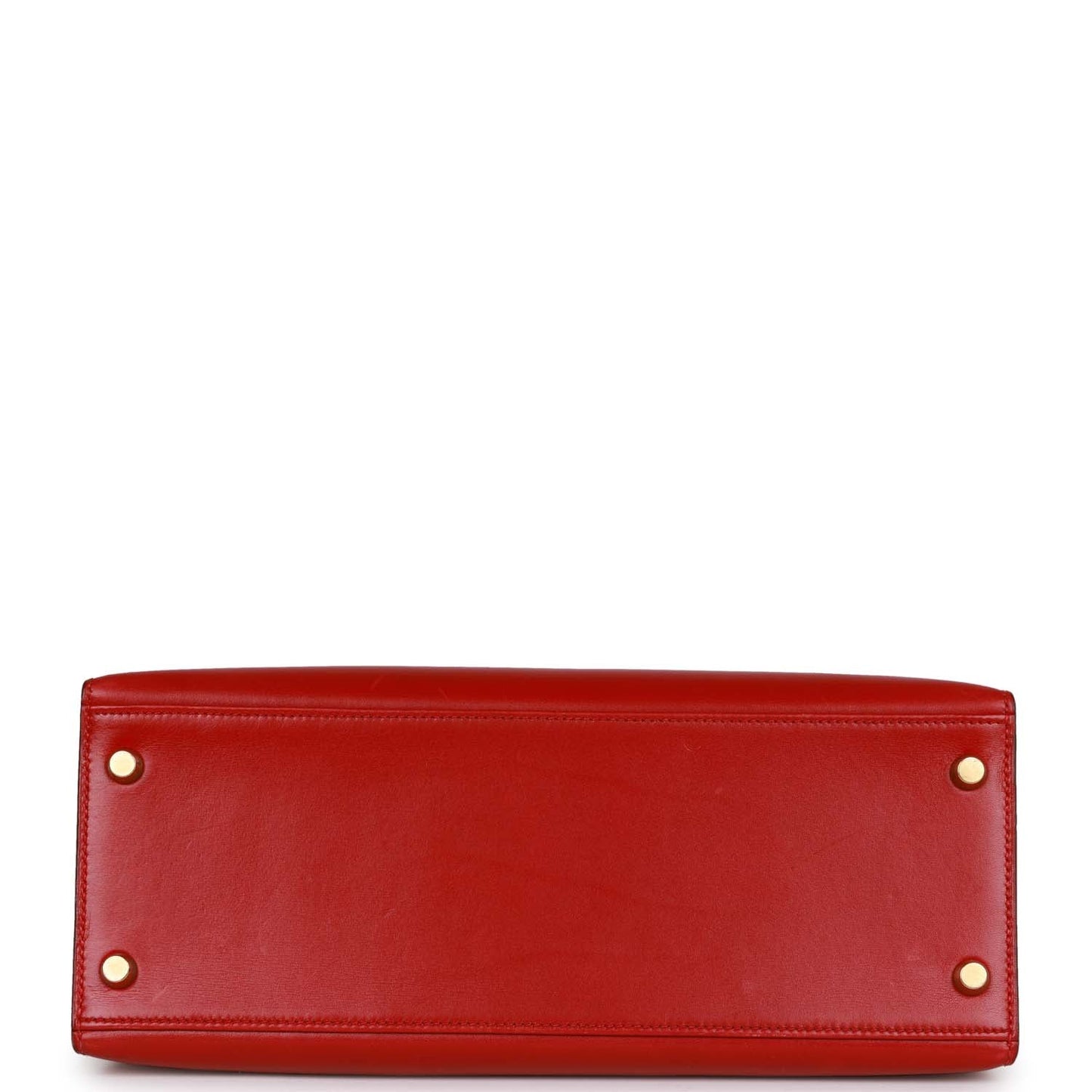Vintage Luxury Hermes Kelly Sellier 28 Rouge Vif Box Gold Hardware
