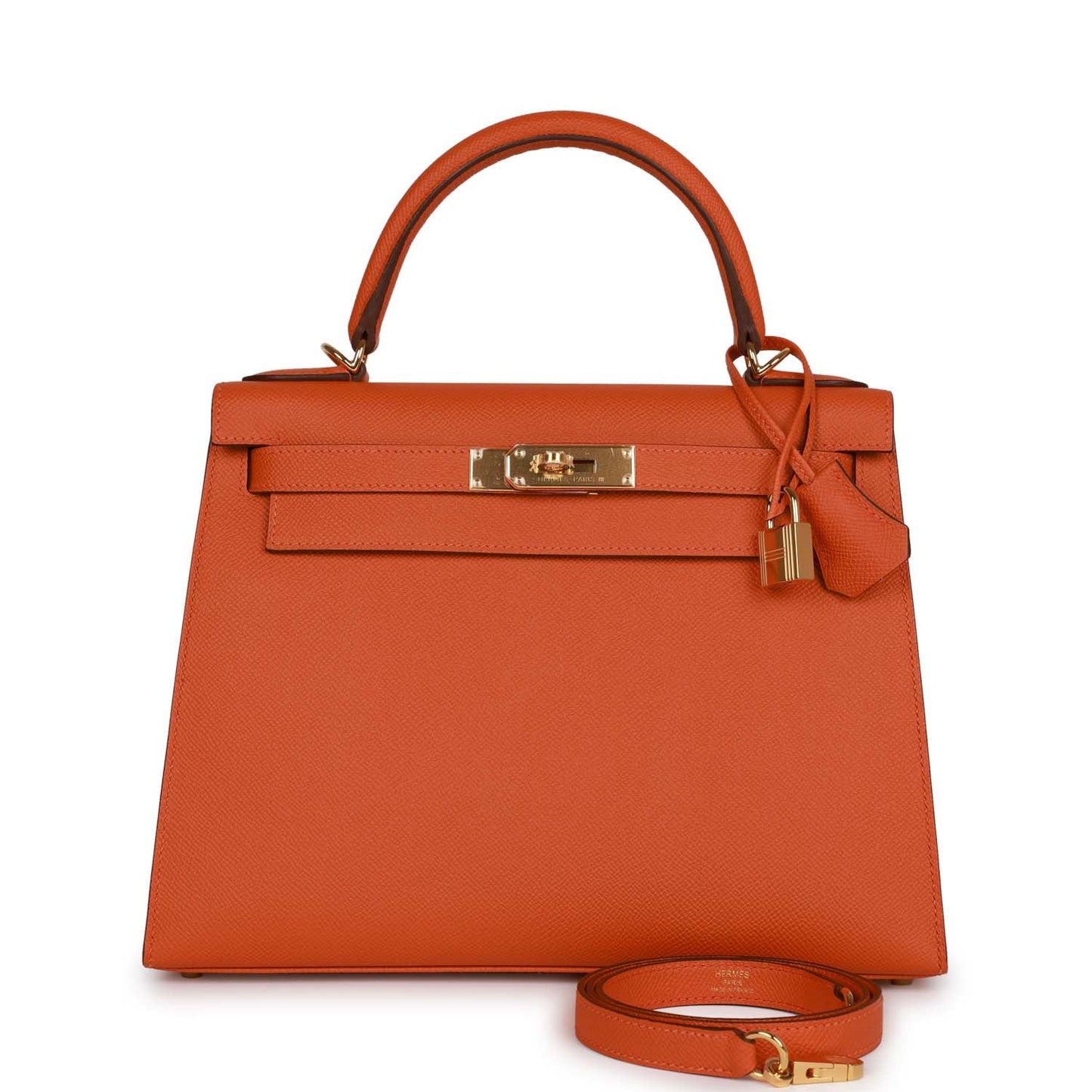 Luxury Hermes Kelly Sellier 28 Orange Epsom Gold Hardware