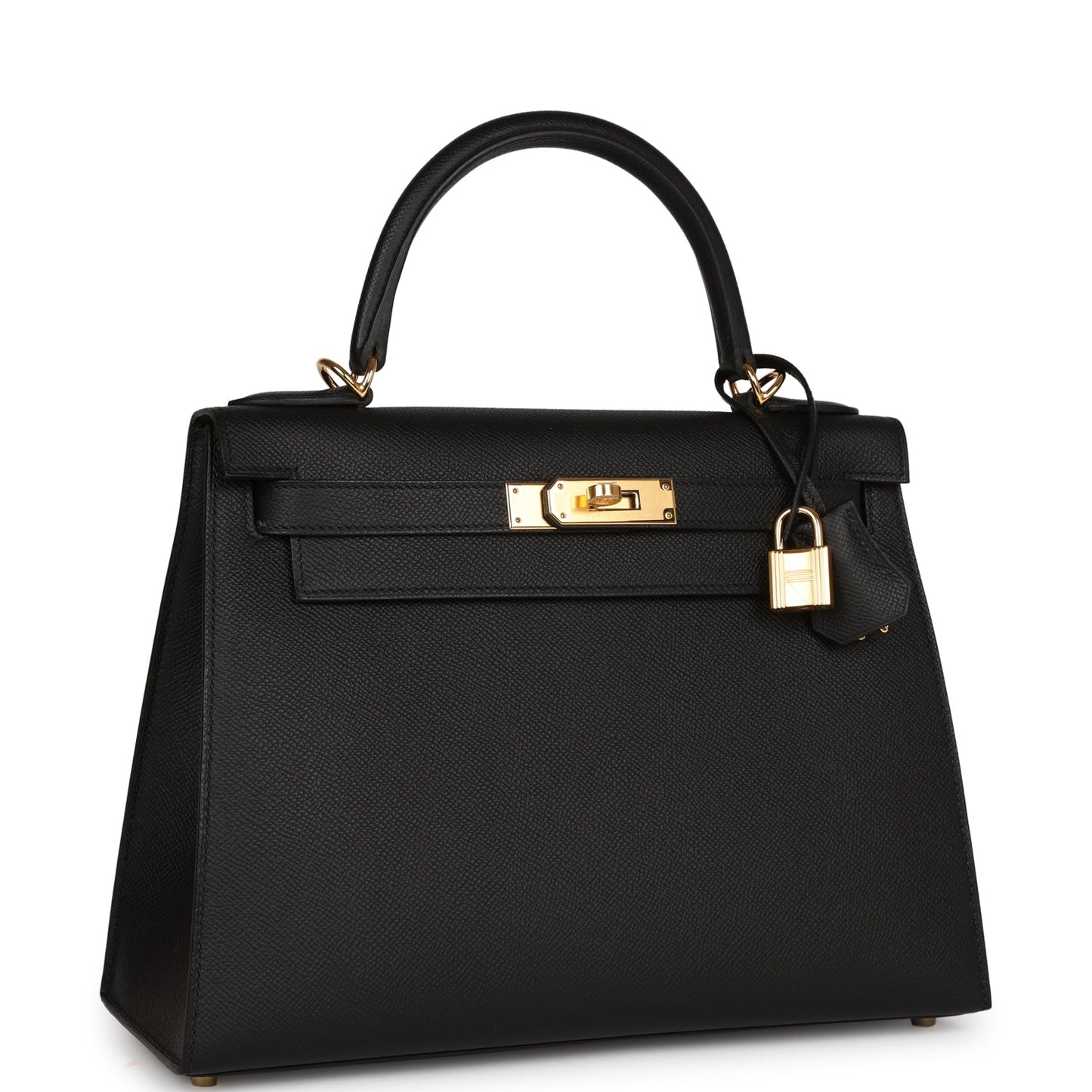 Luxury Hermes Kelly Sellier 28 Black Epsom Gold Hardware