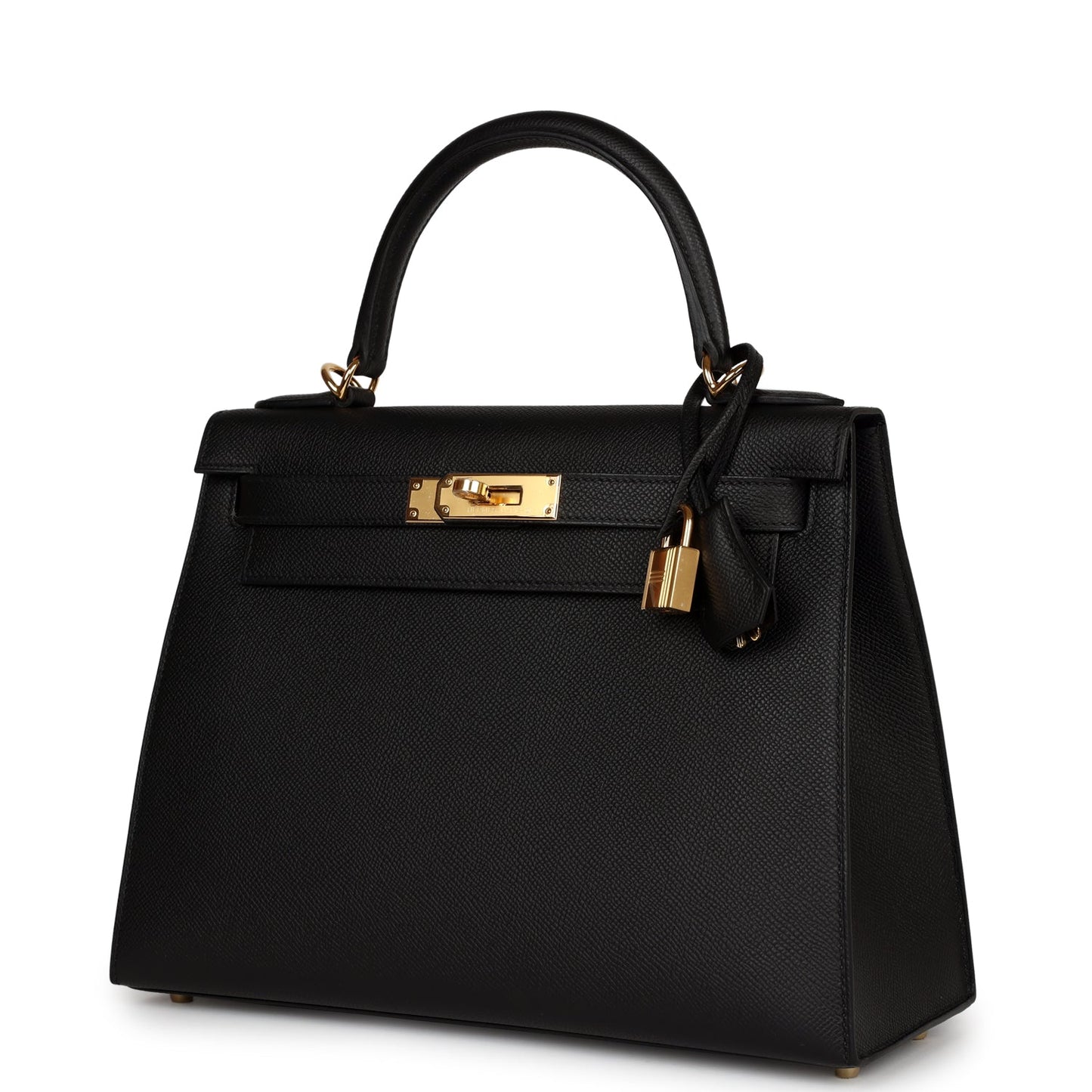 Luxury Hermes Kelly Sellier 28 Black Epsom Gold Hardware