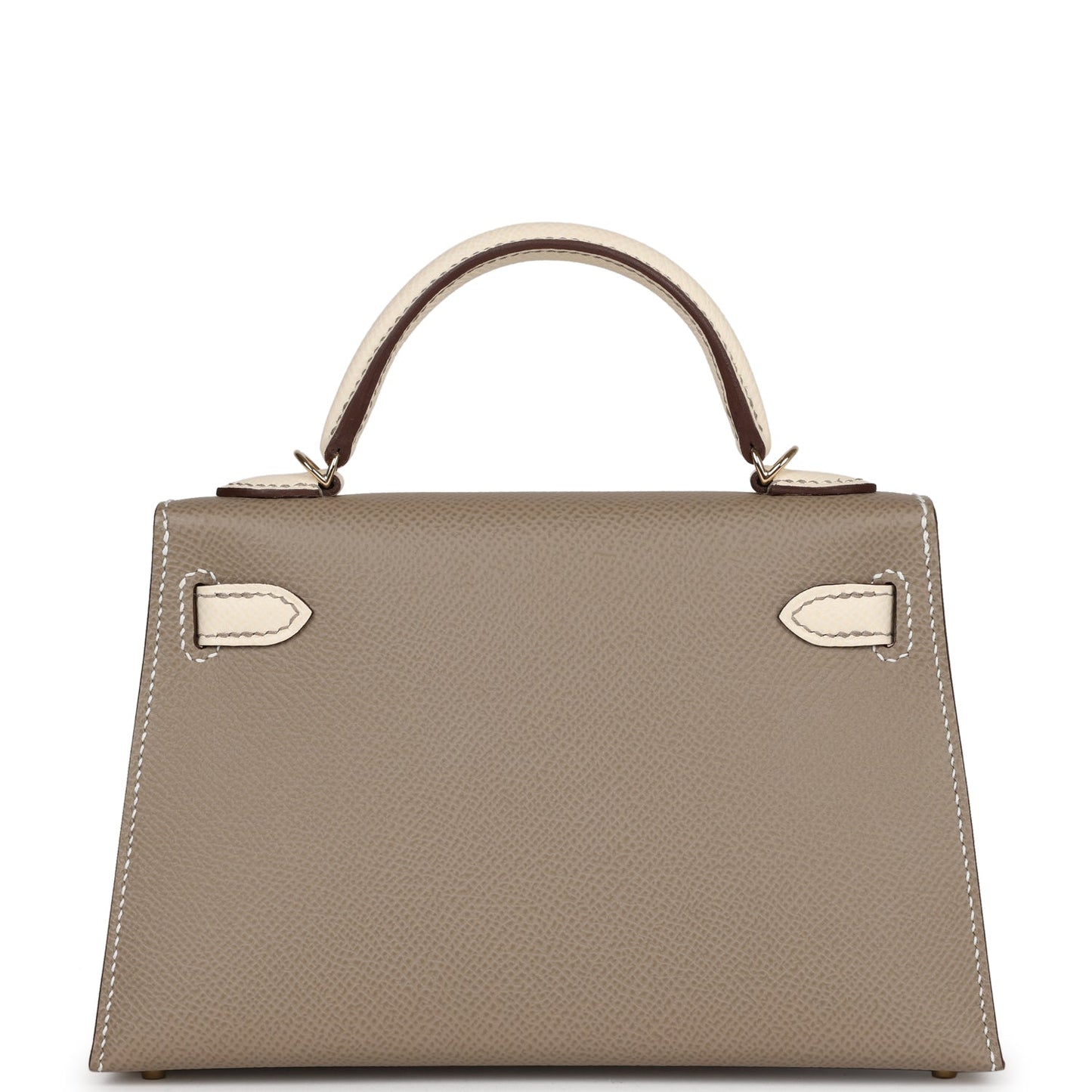 Luxury Hermes Special Order (HSS) Kelly 20 Nata and Gris Asphalte Epsom Sellier Gold Hardware