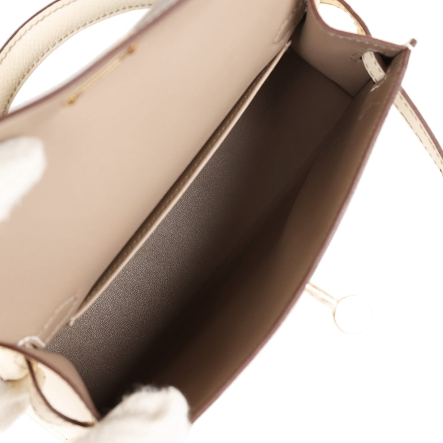 Luxury Hermes Special Order (HSS) Kelly 20 Nata and Gris Asphalte Epsom Sellier Gold Hardware