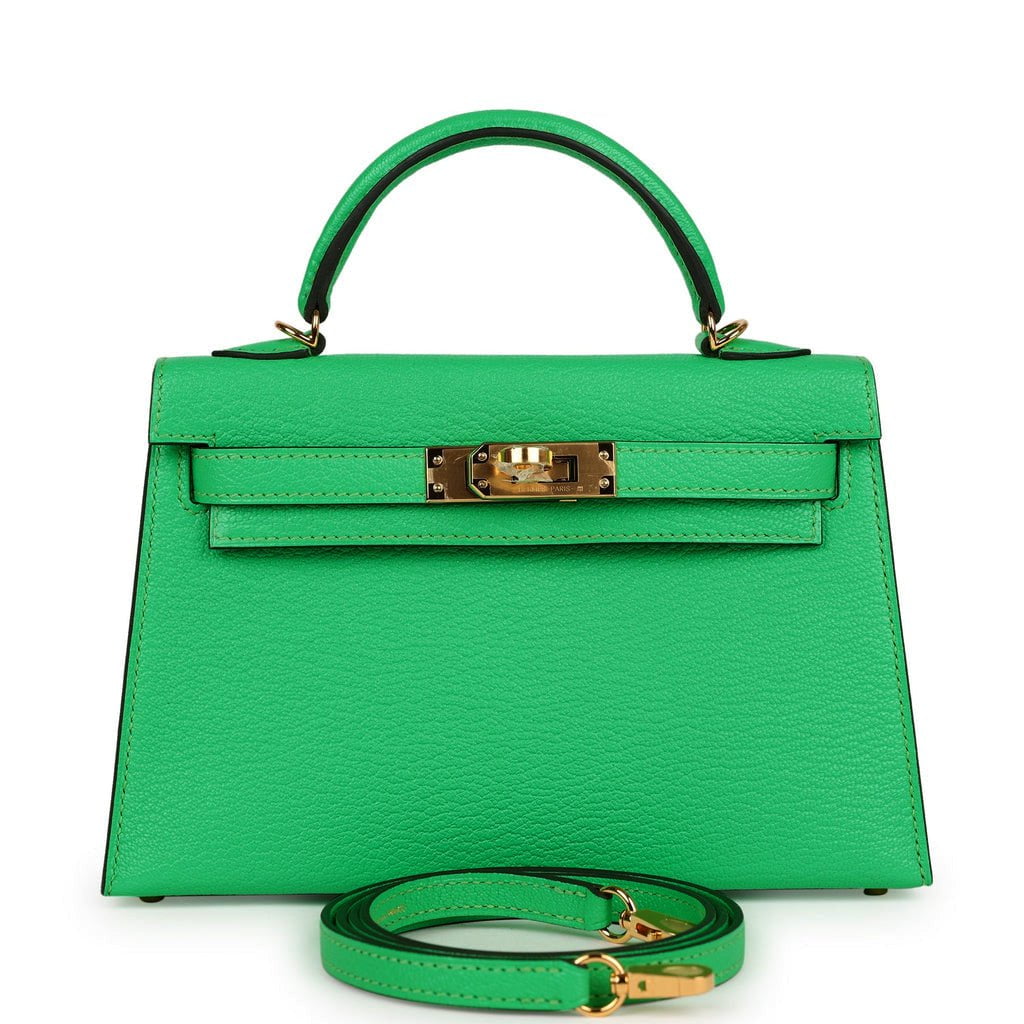 Luxury Hermes Kelly Sellier 20 Vert Comics Chevre Gold Hardware