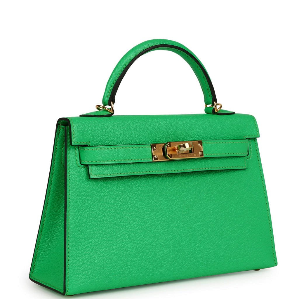 Luxury Hermes Kelly Sellier 20 Vert Comics Chevre Gold Hardware