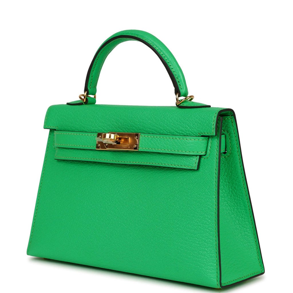 Luxury Hermes Kelly Sellier 20 Vert Comics Chevre Gold Hardware