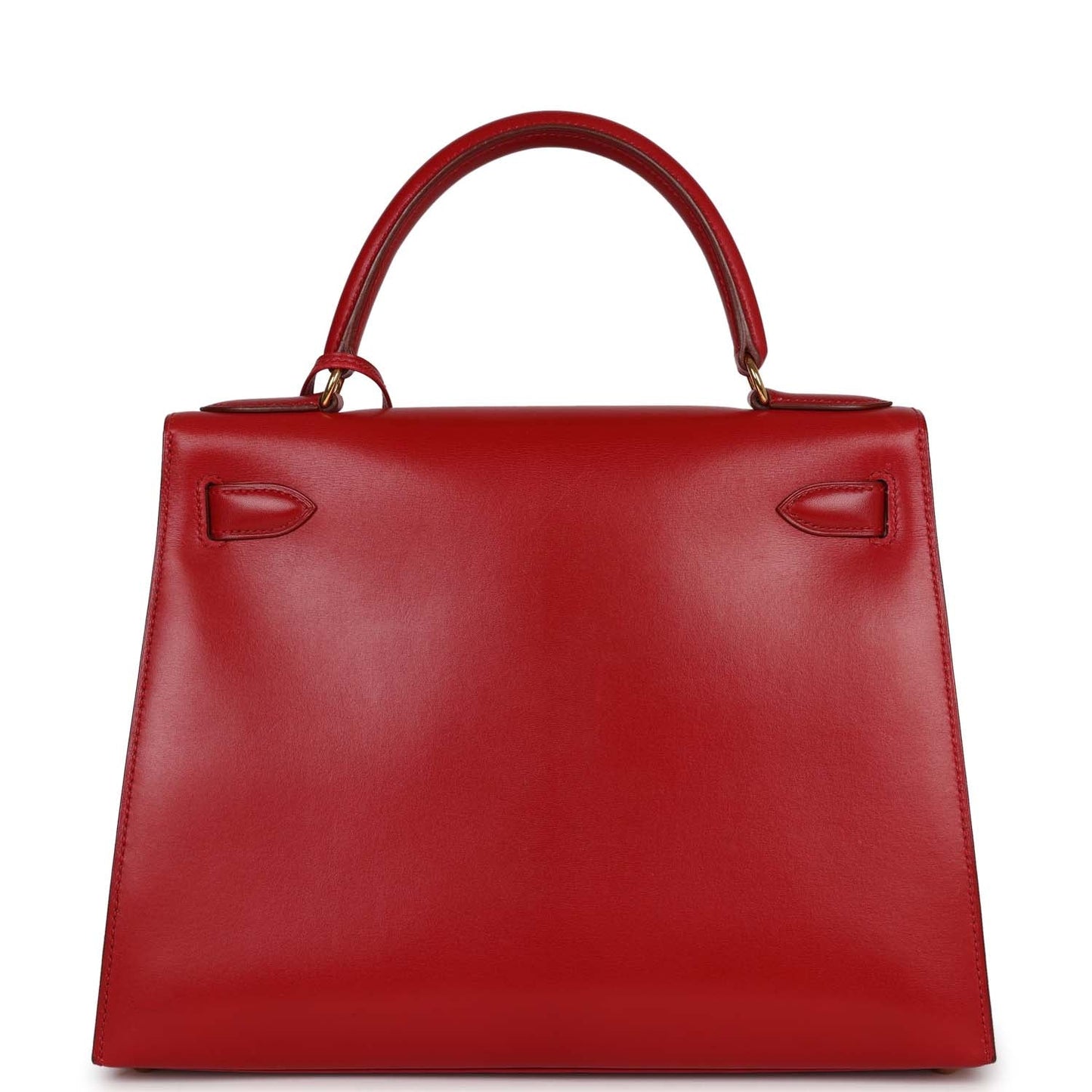 Vintage Luxury Hermes Kelly Sellier 28 Rouge Vif Box Gold Hardware