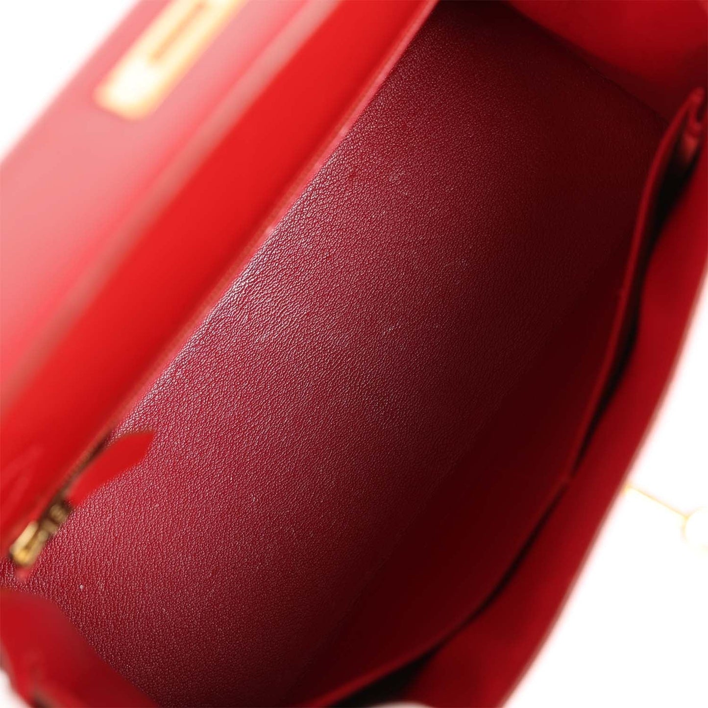 Vintage Luxury Hermes Kelly Sellier 28 Rouge Vif Box Gold Hardware