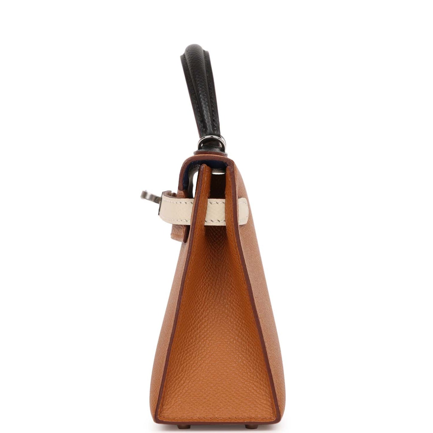 Luxury Hermes Kelly Sellier 20 Tri-color Gold, Black and Nata Epsom Palladium Hardware