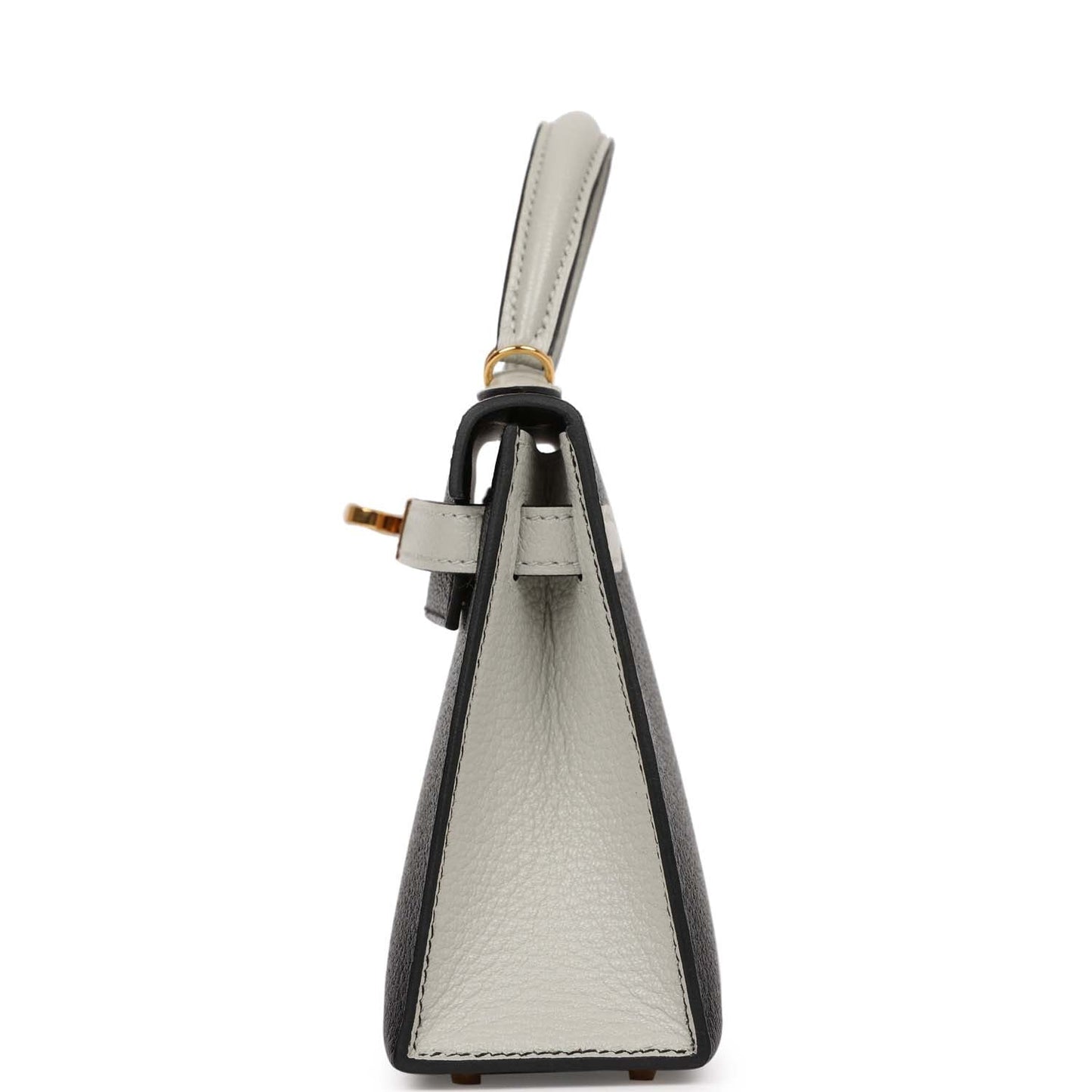 Luxury Hermes HSS Kelly Sellier 20 Black and Gris Perle Chevre Mysore Gold Hardware