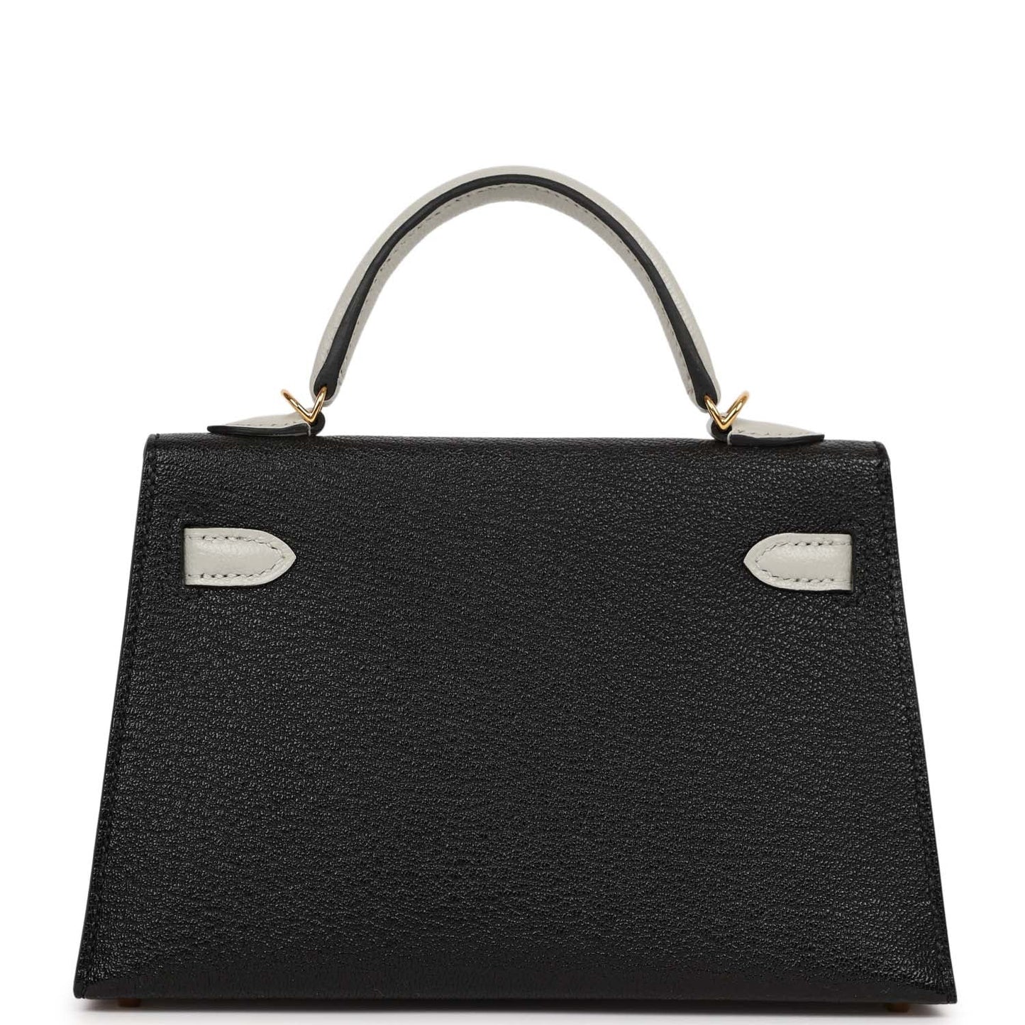Luxury Hermes HSS Kelly Sellier 20 Black and Gris Perle Chevre Mysore Gold Hardware