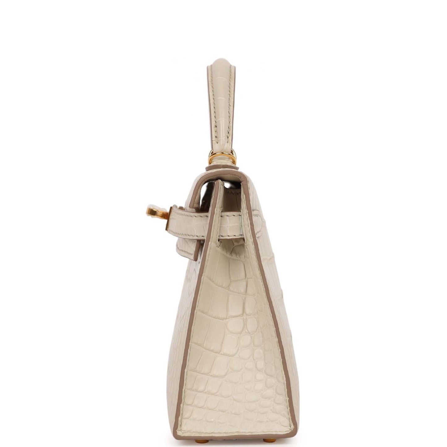 Luxury Hermes Kelly Sellier 20 Beton Mate Alligator Gold Hardware