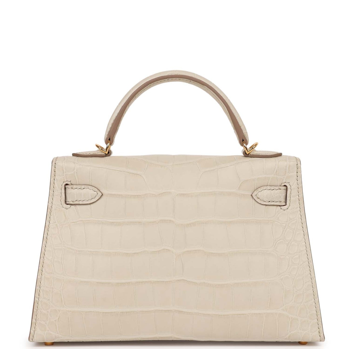 Luxury Hermes Kelly Sellier 20 Beton Mate Alligator Gold Hardware