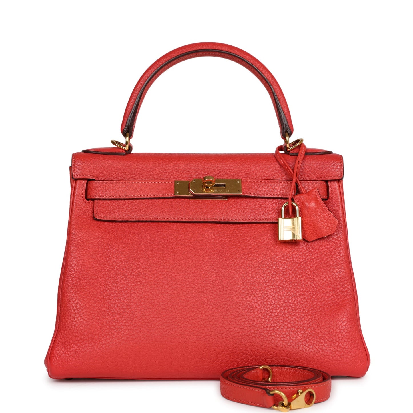 Top Quality Luxury Hermes Kelly Retourne 28 Rouge Pivoine Togo Gold Hardware