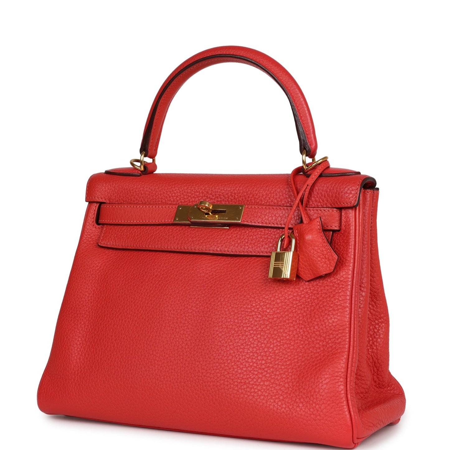 Top Quality Luxury Hermes Kelly Retourne 28 Rouge Pivoine Togo Gold Hardware