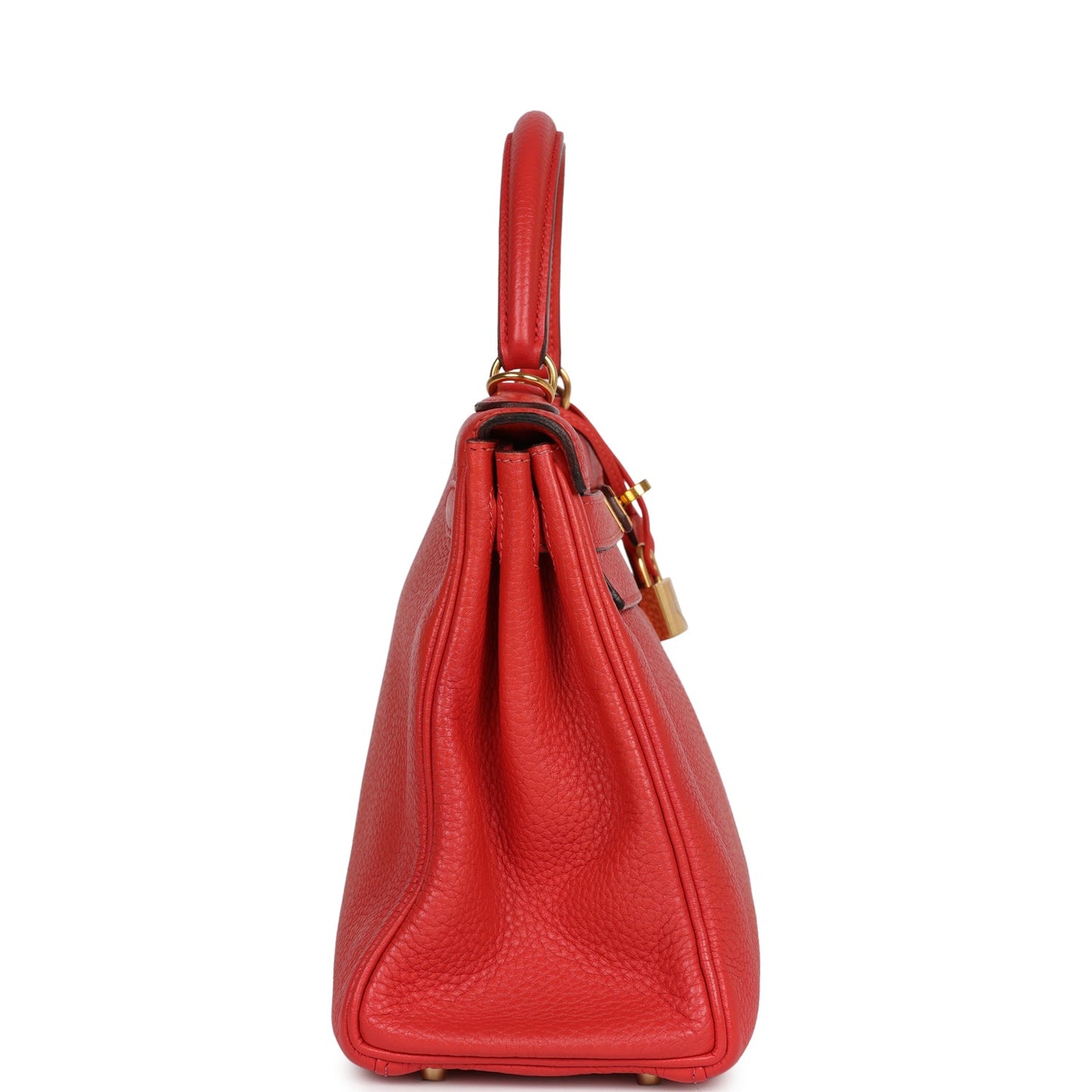 Top Quality Luxury Hermes Kelly Retourne 28 Rouge Pivoine Togo Gold Hardware