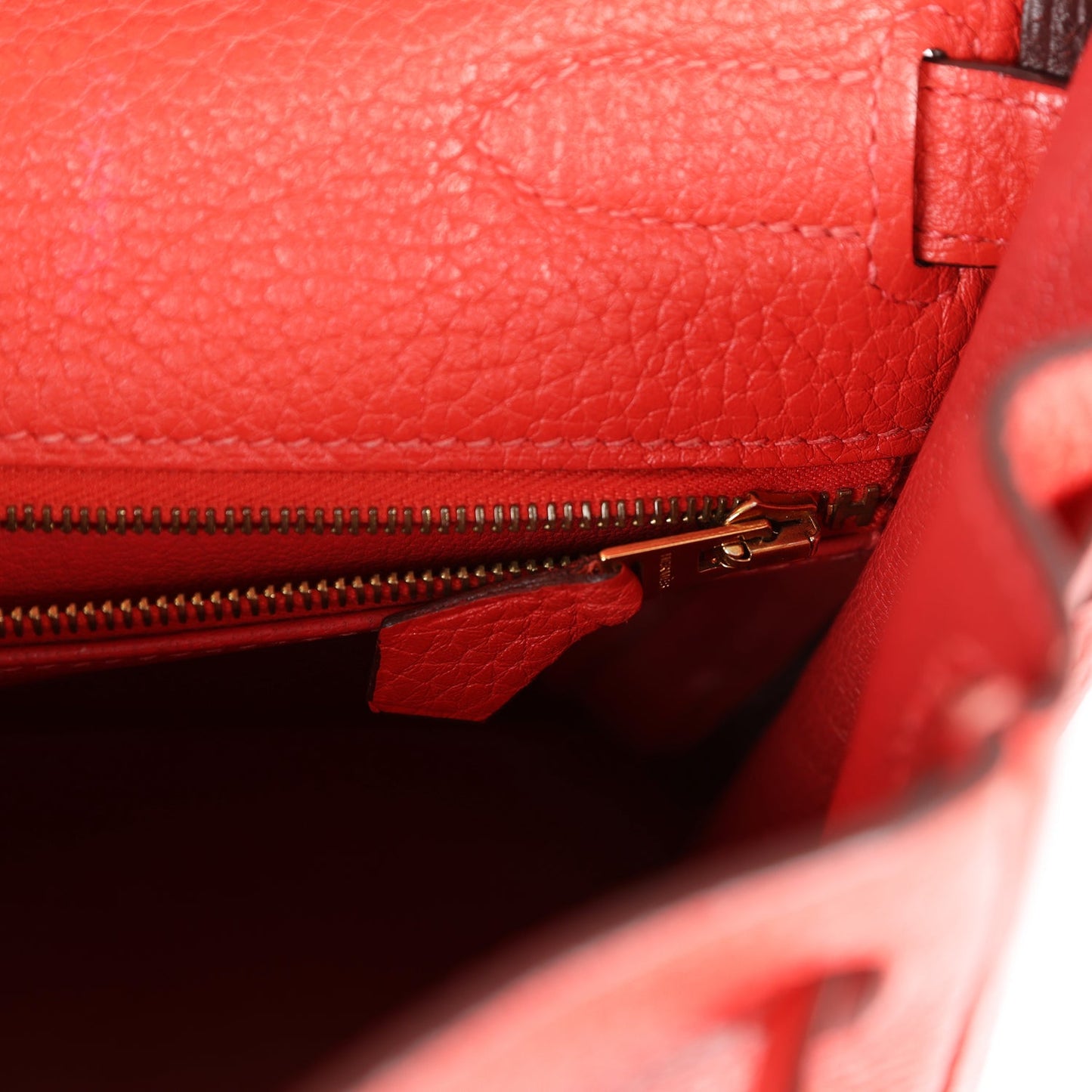 Top Quality Luxury Hermes Kelly Retourne 28 Rouge Pivoine Togo Gold Hardware