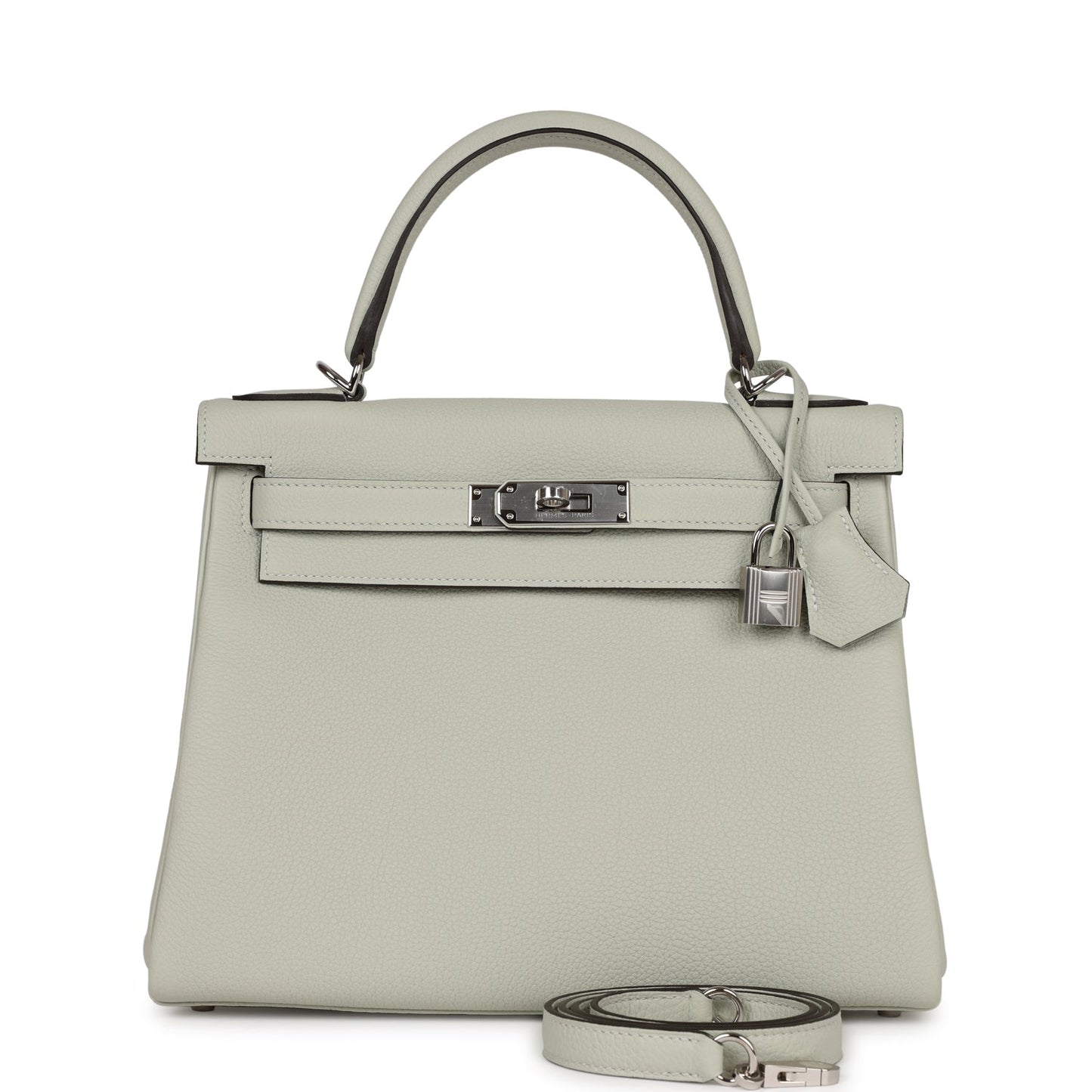 Luxury Hermes Kelly Retourne 28 Gris Neve Togo Palladium Hardware