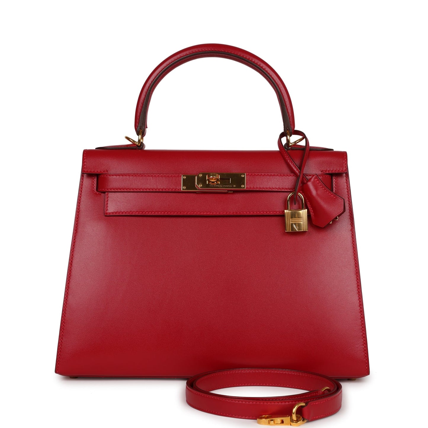 Top Quality Luxury Hermes Kelly Sellier 28 Rouge Vif Tadelakt Gold Hardware