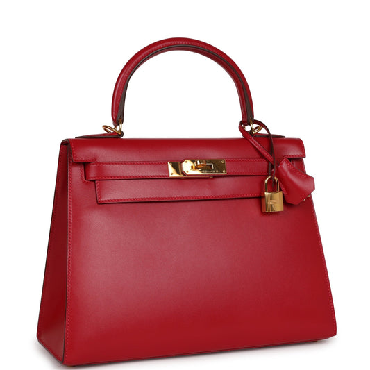 Top Quality Luxury Hermes Kelly Sellier 28 Rouge Vif Tadelakt Gold Hardware