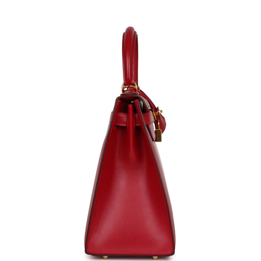 Top Quality Luxury Hermes Kelly Sellier 28 Rouge Vif Tadelakt Gold Hardware