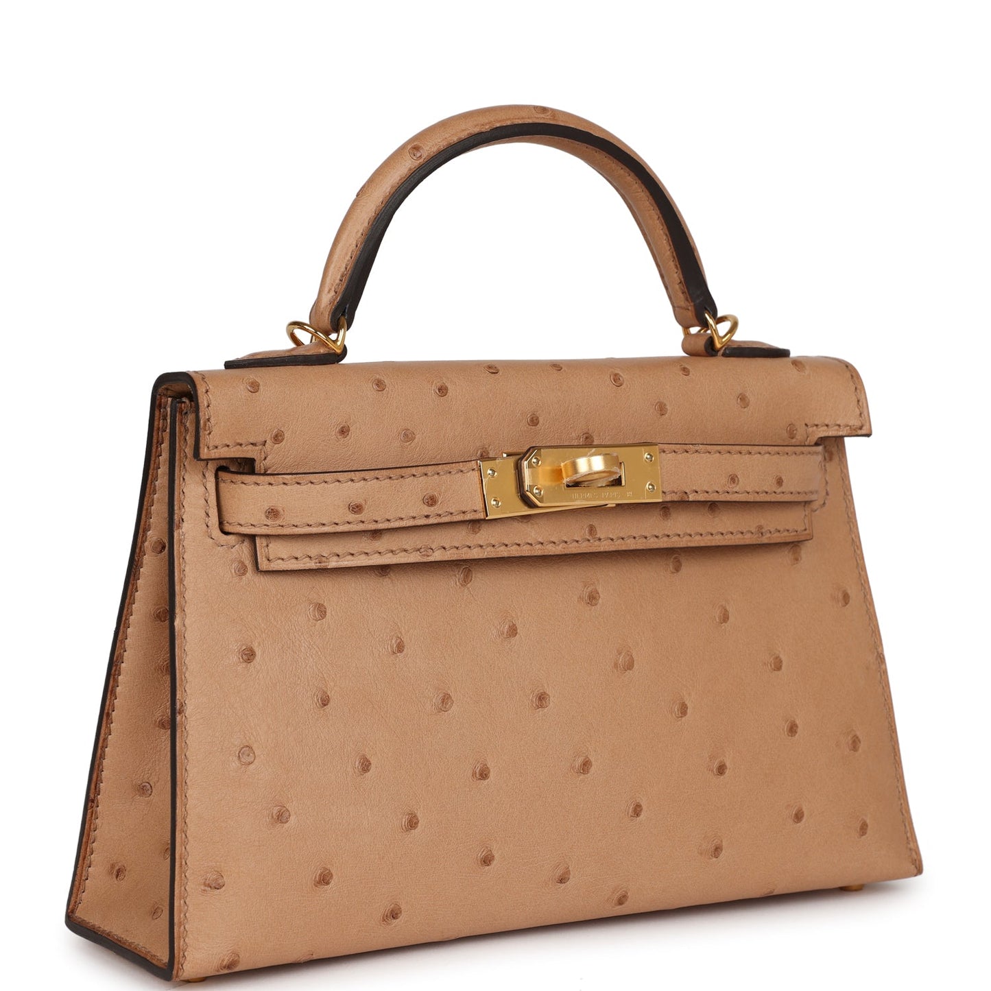 Luxury Hermes Kelly Sellier 20 Chai Ostrich Gold Hardware