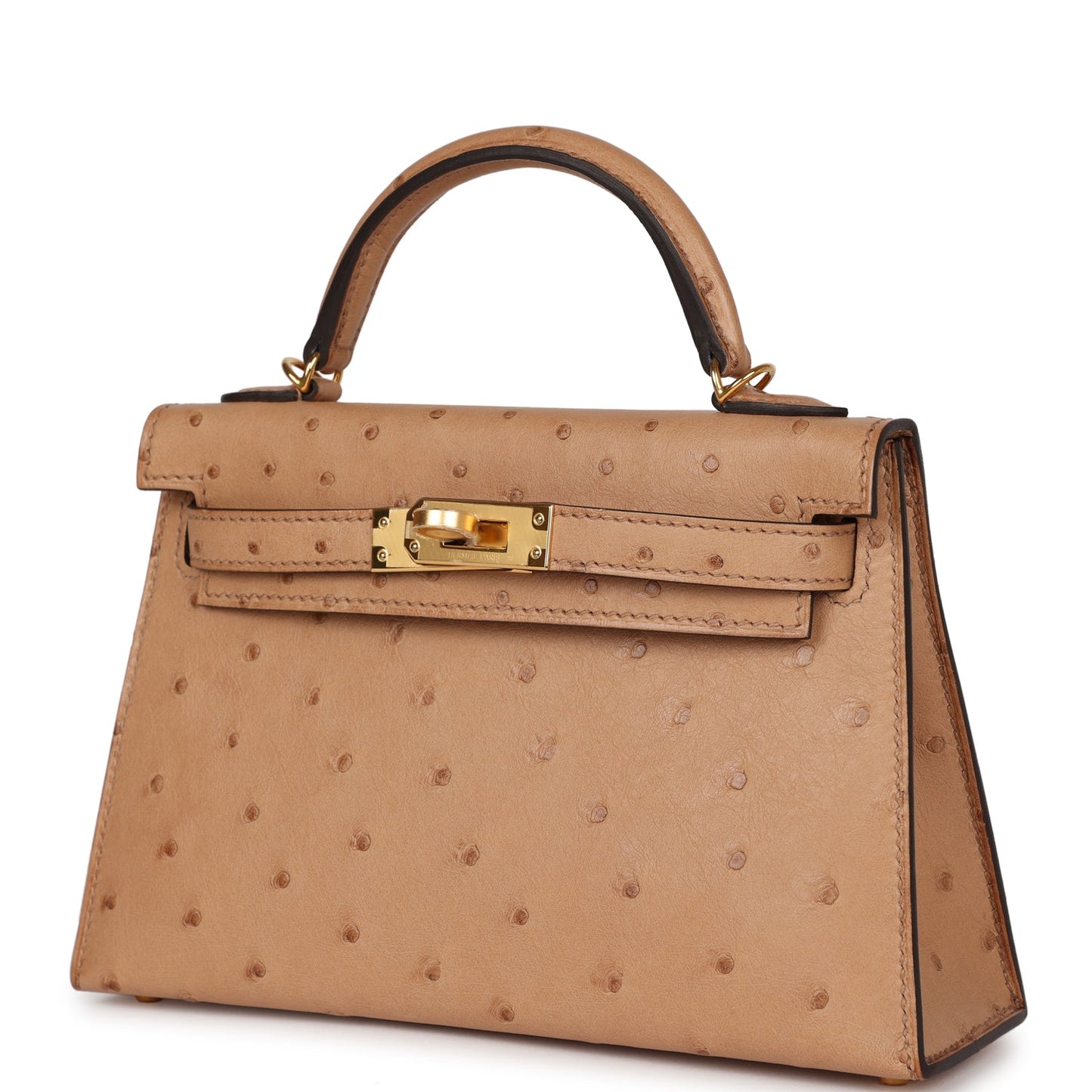 Luxury Hermes Kelly Sellier 20 Chai Ostrich Gold Hardware