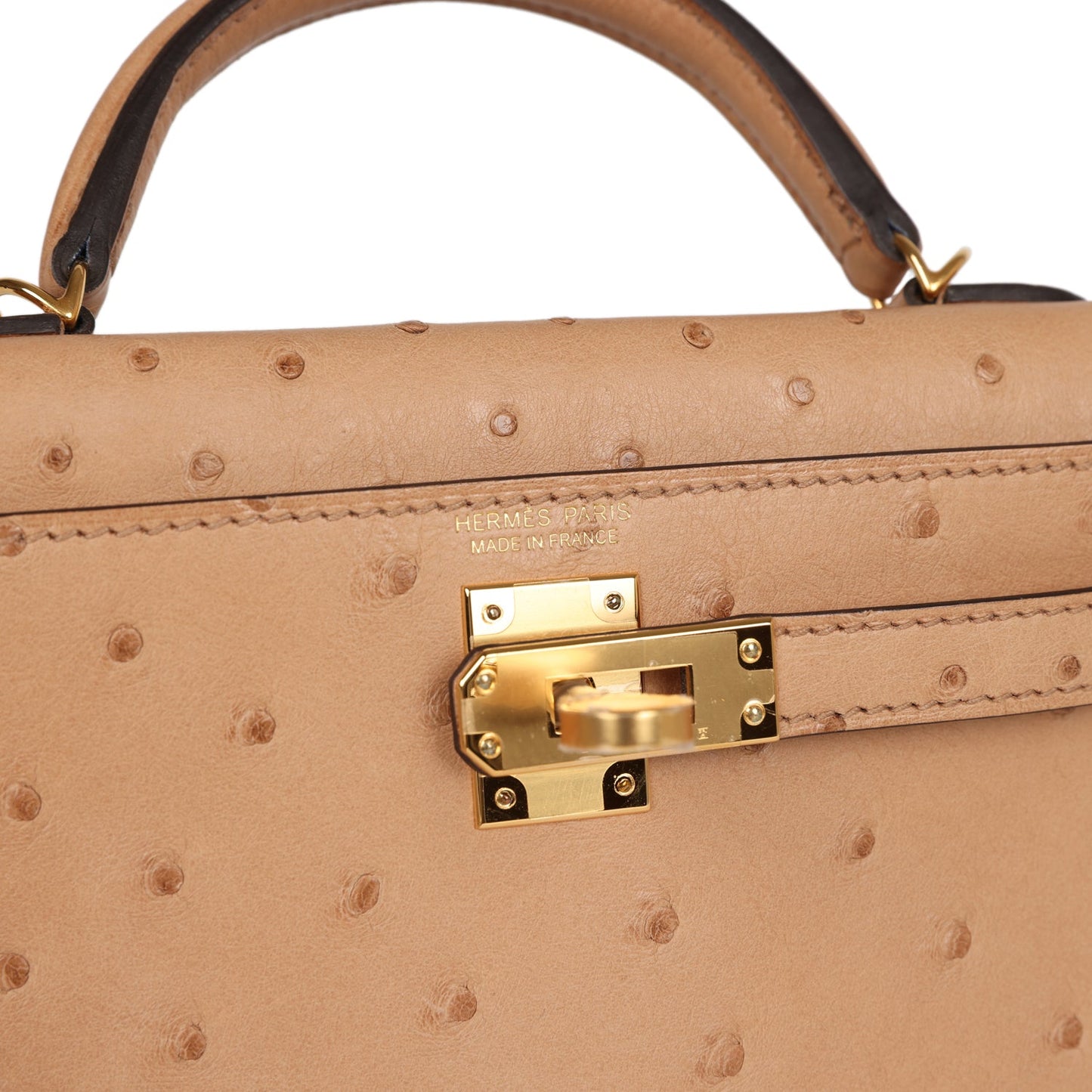 Luxury Hermes Kelly Sellier 20 Chai Ostrich Gold Hardware