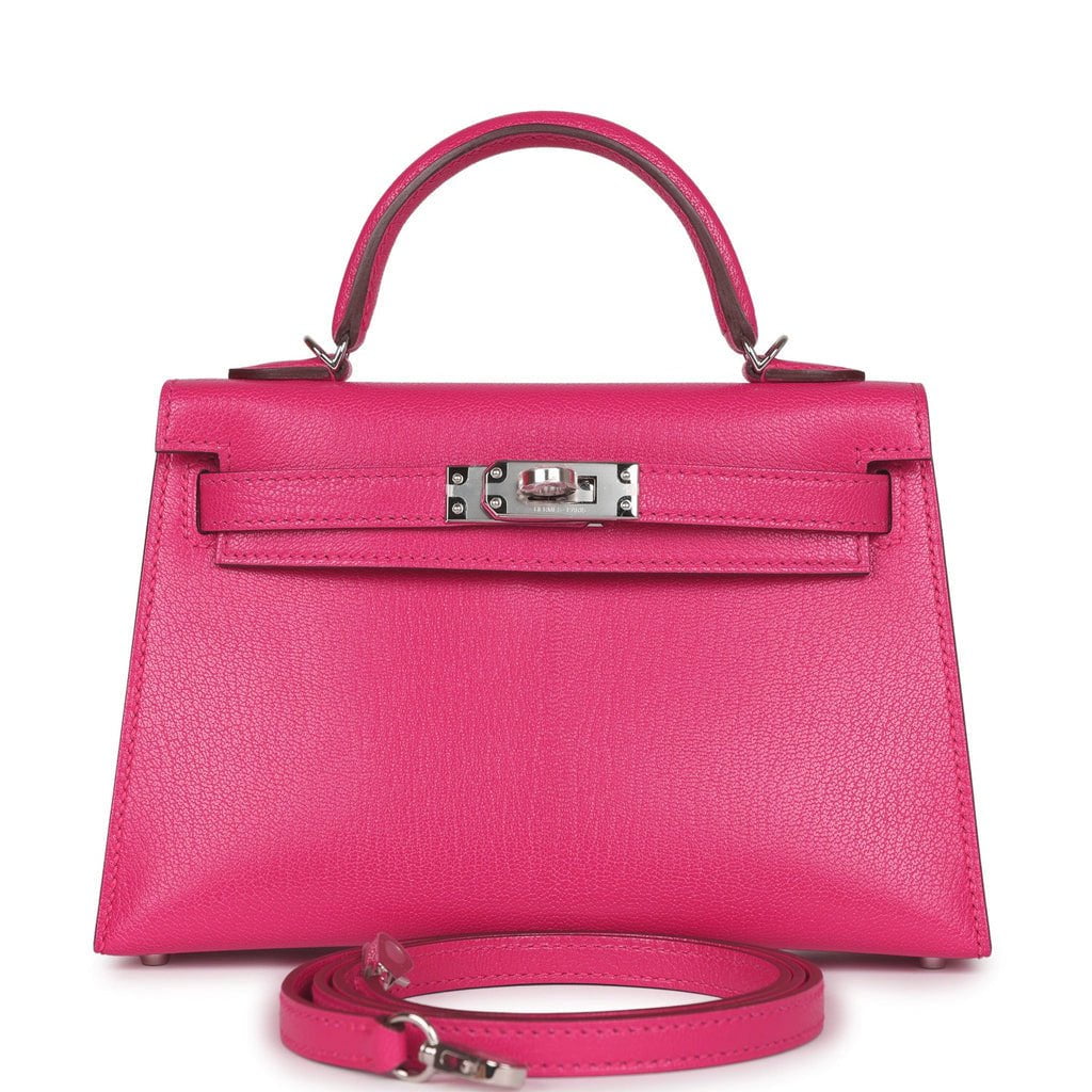Luxury Hermes Kelly 20 Rose Extreme Chevre Chamkila Palladium Hardware