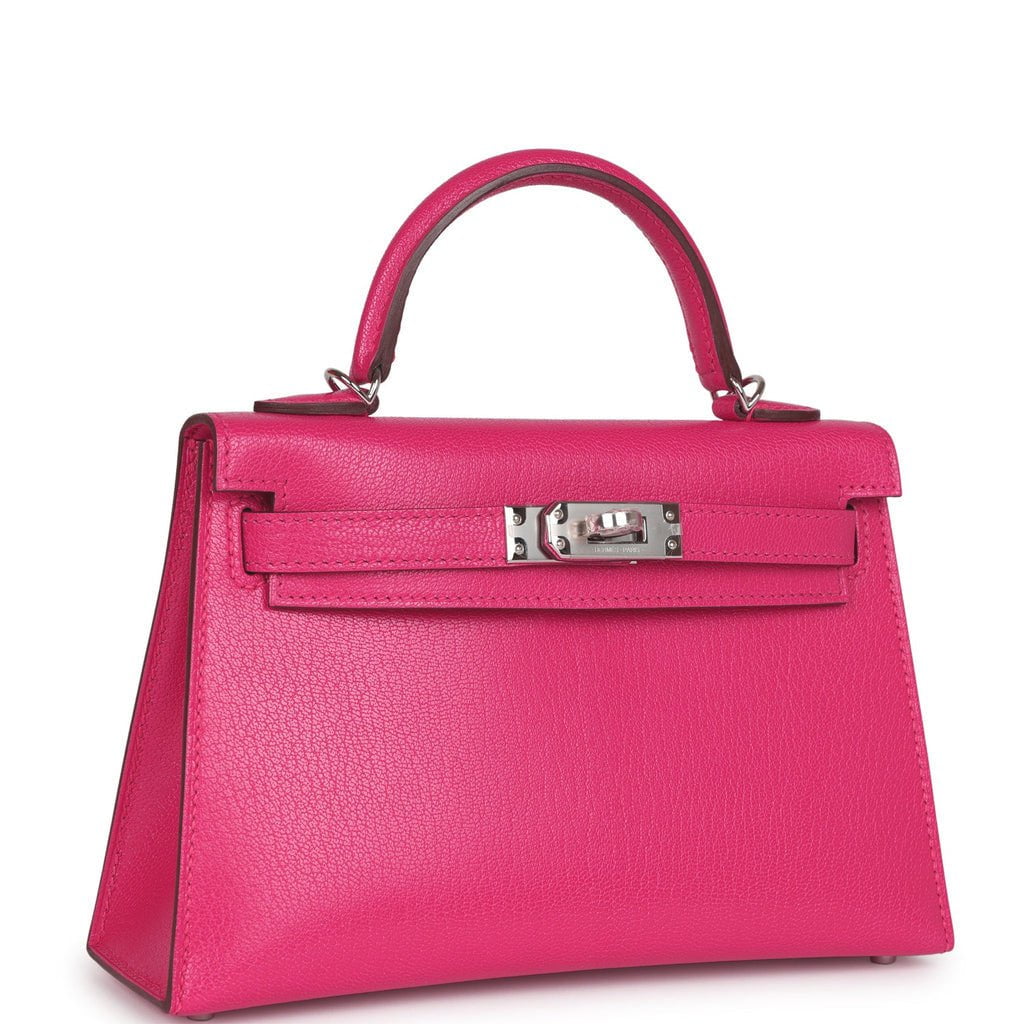 Luxury Hermes Kelly 20 Rose Extreme Chevre Chamkila Palladium Hardware