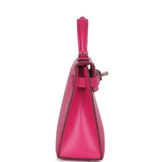 Luxury Hermes Kelly 20 Rose Extreme Chevre Chamkila Palladium Hardware