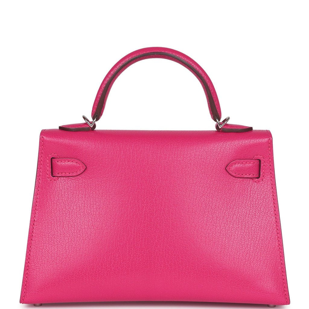 Luxury Hermes Kelly 20 Rose Extreme Chevre Chamkila Palladium Hardware