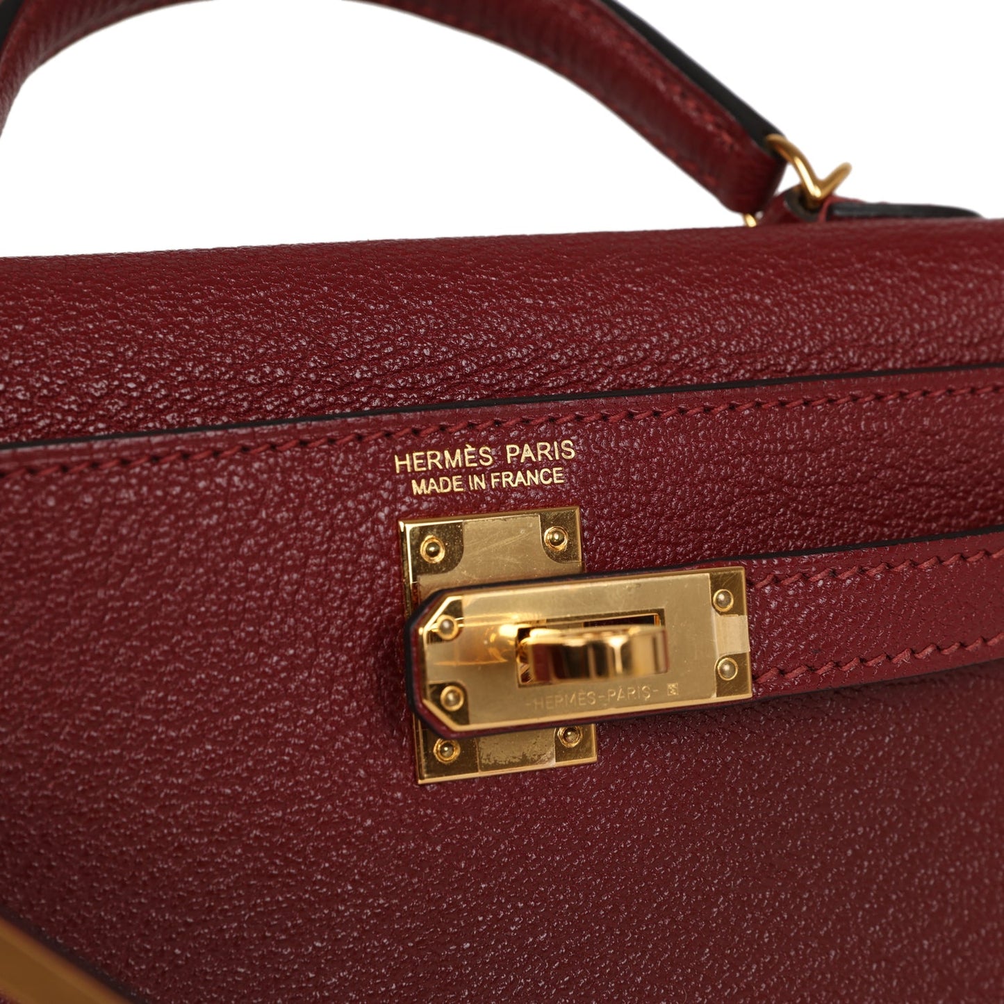 Top Quality Luxury Hermes Kelly 20 Rouge Grenat Chevre Gold Hardware