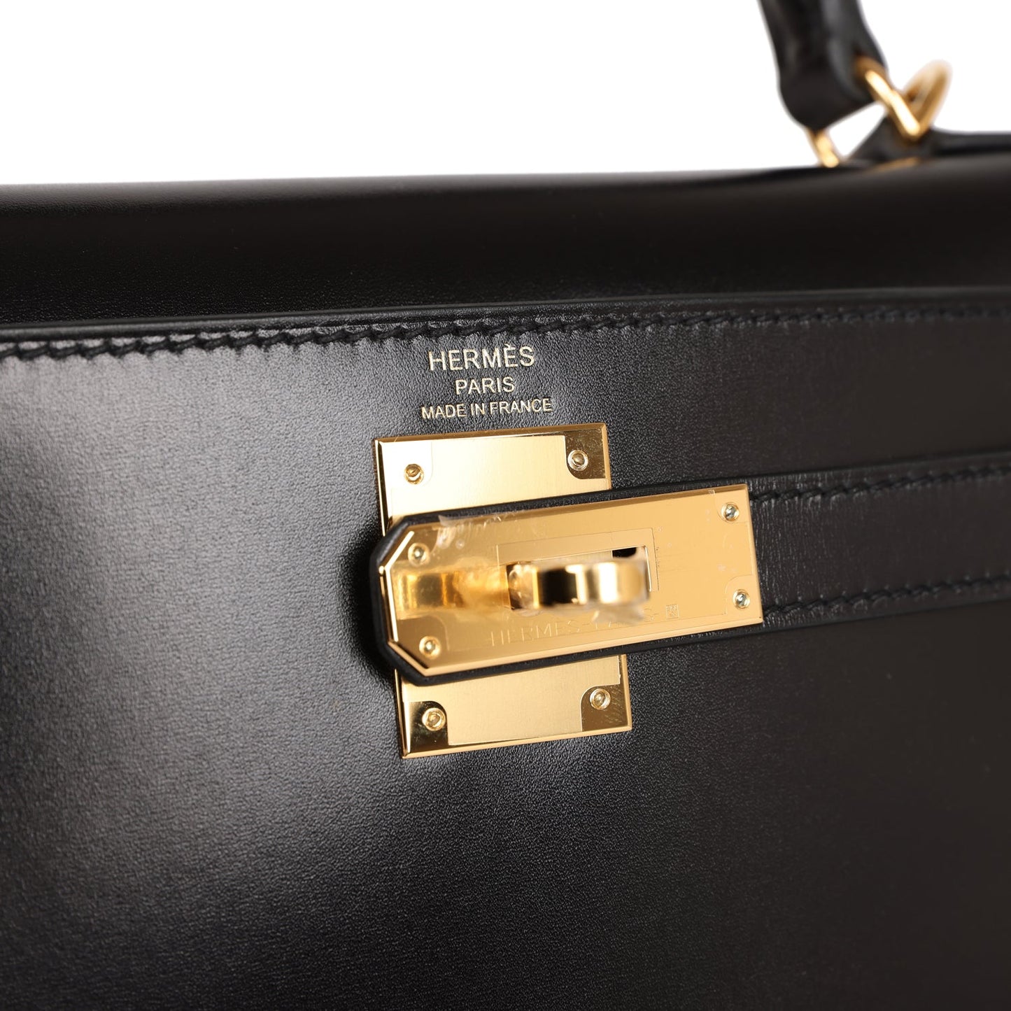 Luxury Hermes Kelly Sellier 28 Black Box Gold Hardware