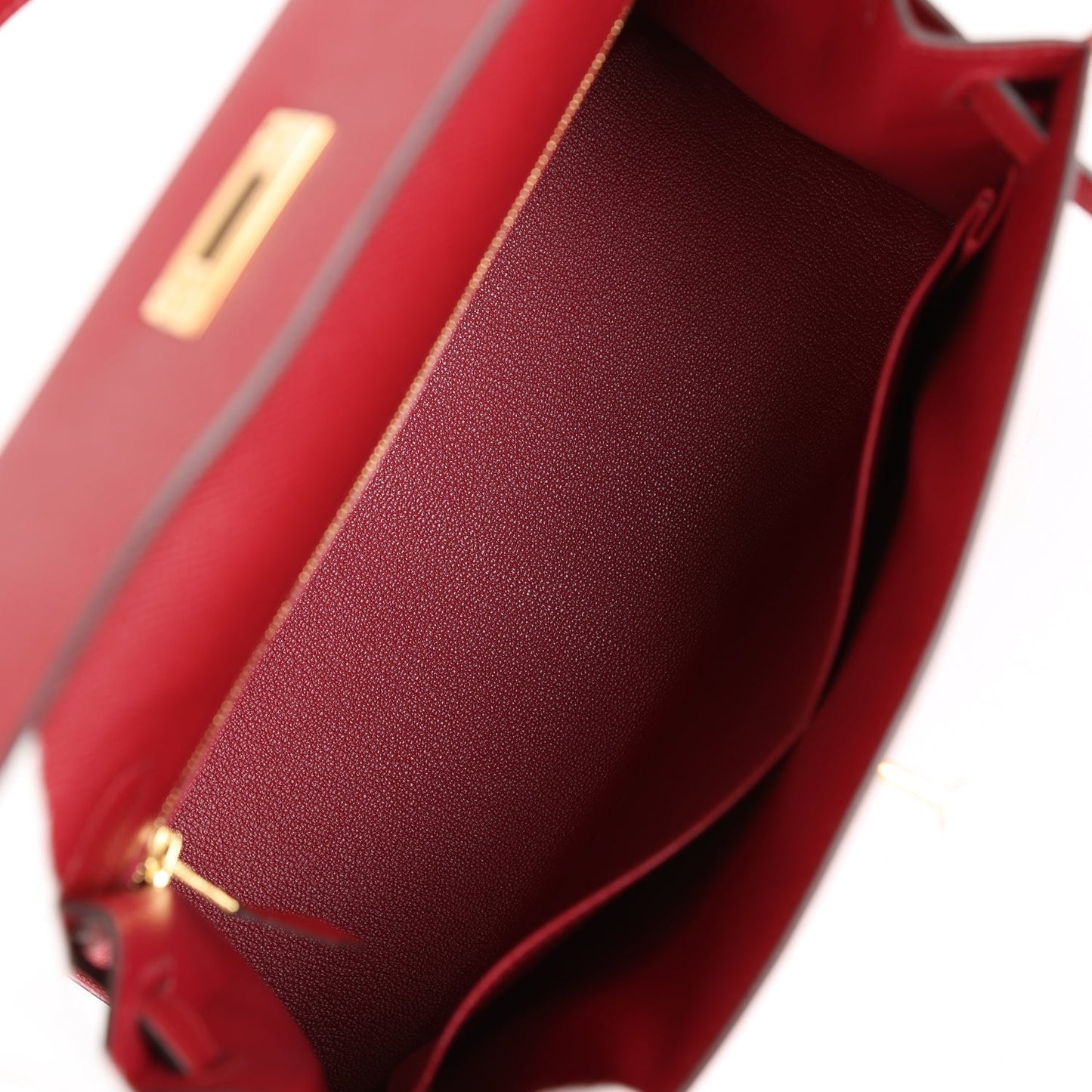 Luxury Hermes Kelly Sellier 28 Rouge Grenat Epsom Gold Hardware