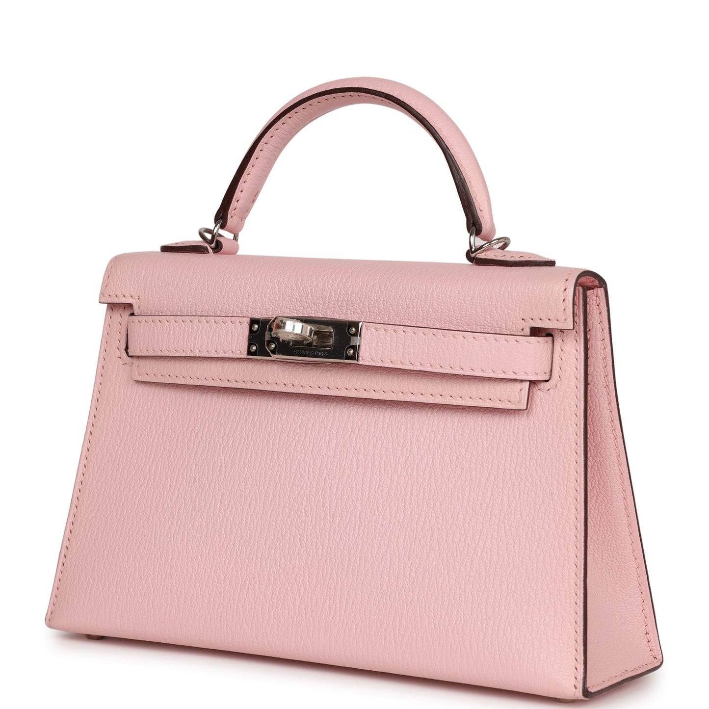 Luxury Hermes Kelly Sellier 20 Rose Sakura Chevre Palladium Hardware