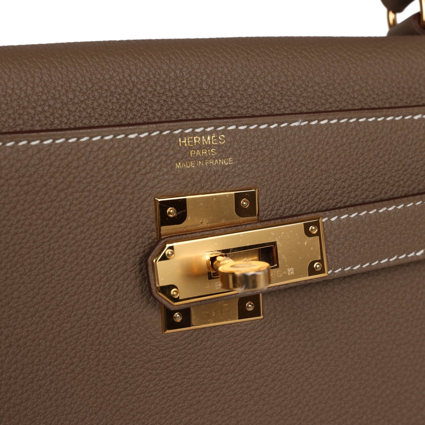 Luxury Hermes Kelly Retourne 28 Etoupe Togo Gold Hardware