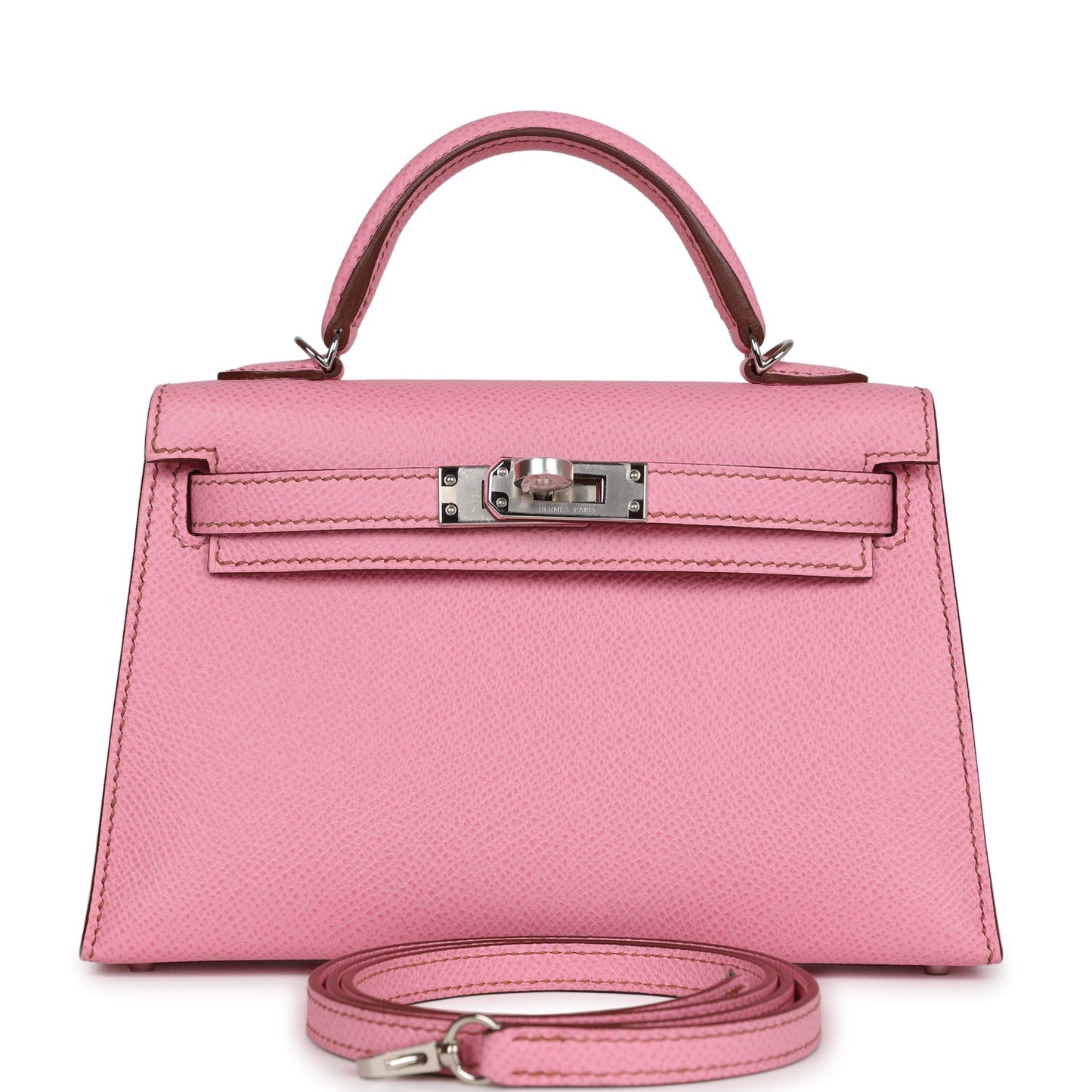 Luxury Hermes Kelly Sellier 20 Bubblegum Epsom Palladium Hardware
