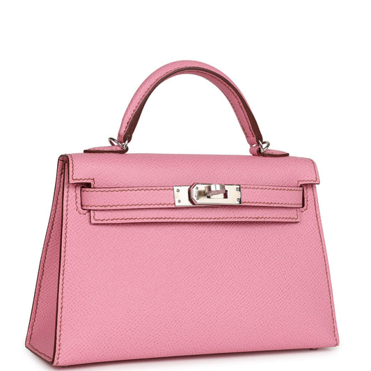 Luxury Hermes Kelly Sellier 20 Bubblegum Epsom Palladium Hardware