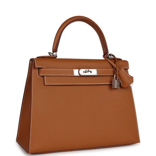 Luxury Hermes Kelly Sellier 28 Gold Epsom Palladium Hardware