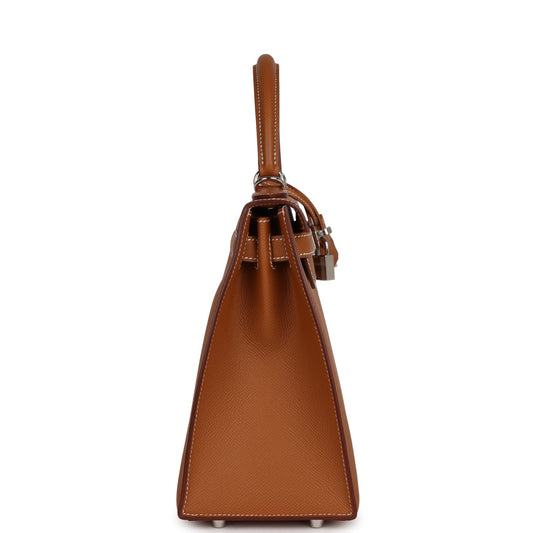 Luxury Hermes Kelly Sellier 28 Gold Epsom Palladium Hardware