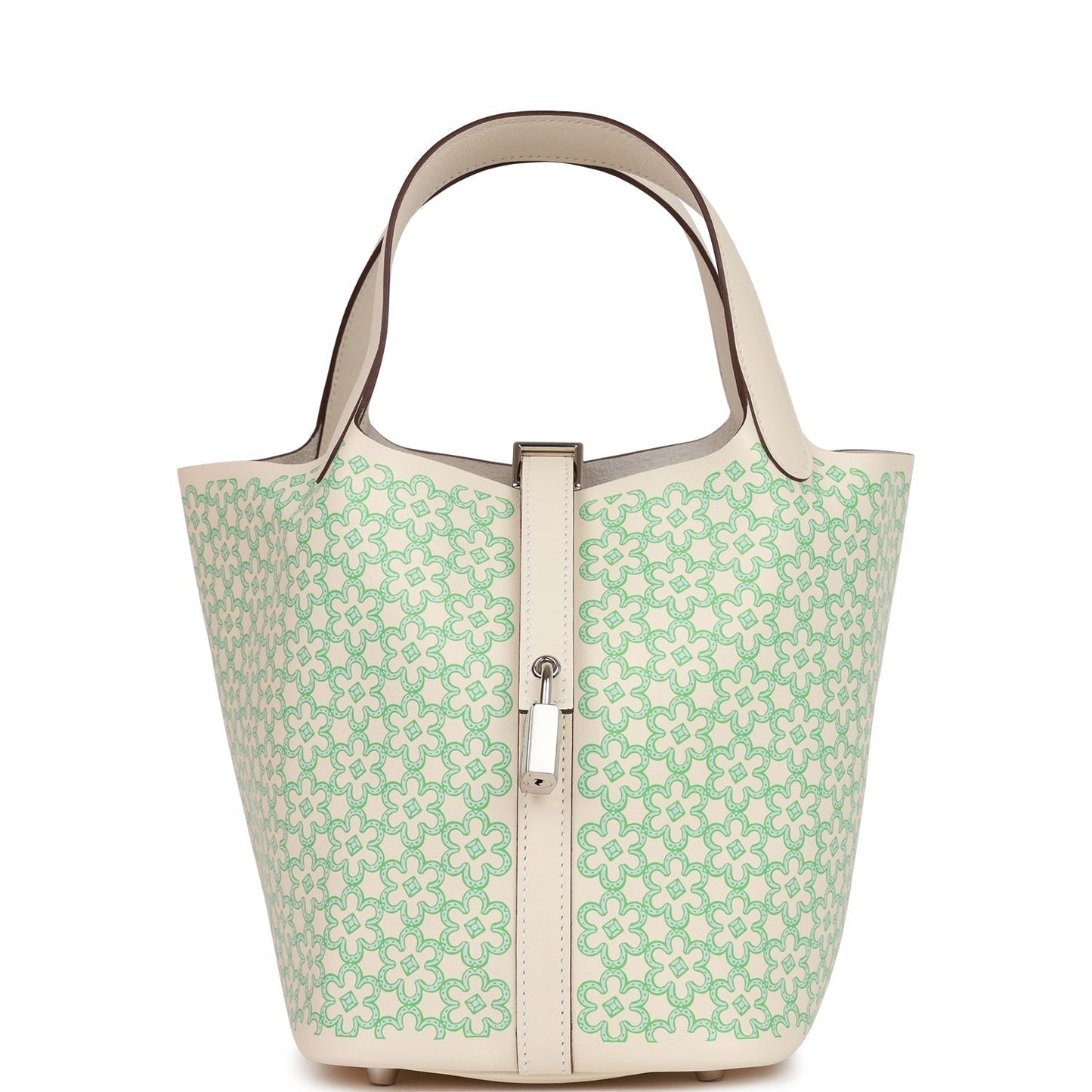 Luxury Hermes Picotin Lock 18 "Lucky Daisy" Nata Swift Palladium Hardware