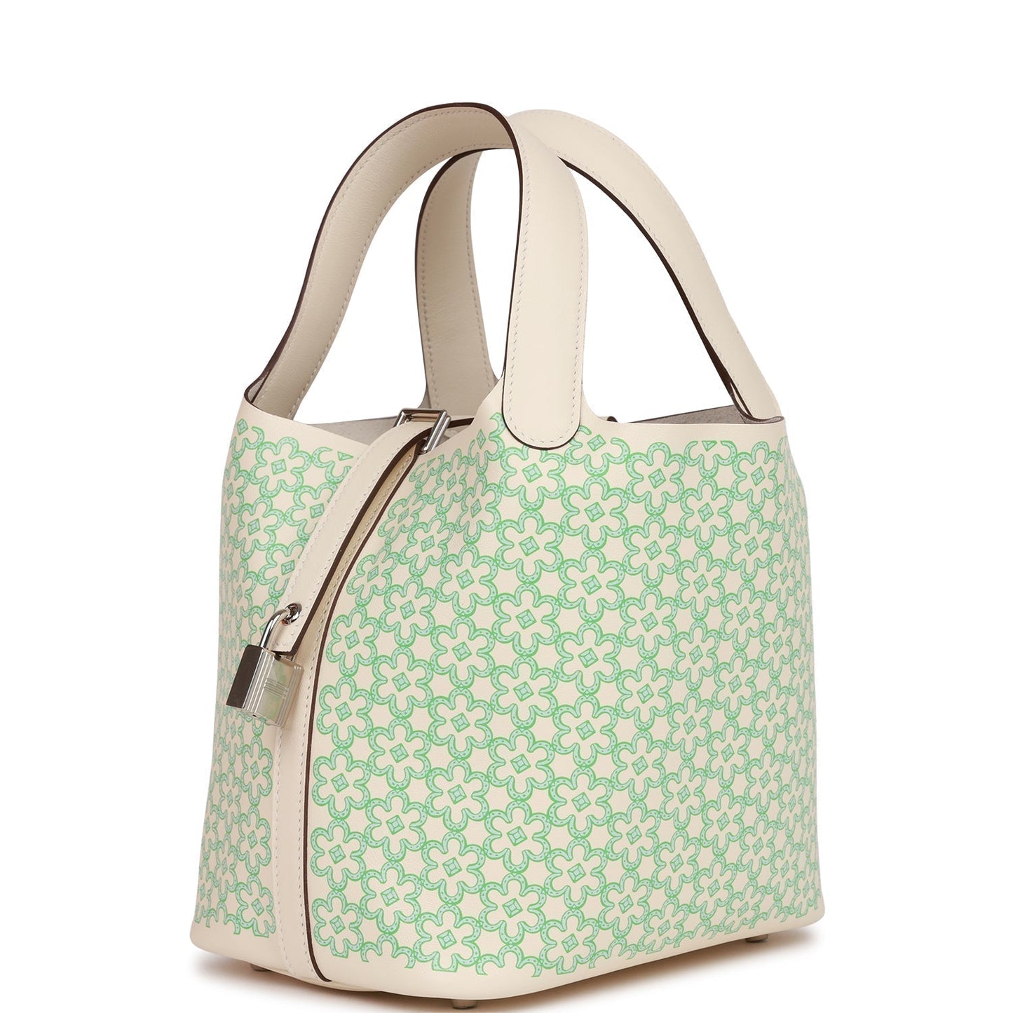 Luxury Hermes Picotin Lock 18 "Lucky Daisy" Nata Swift Palladium Hardware