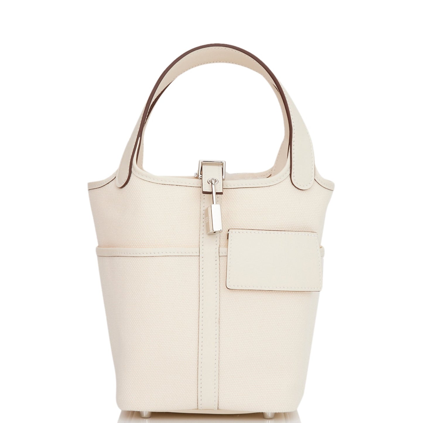 Luxury Hermes Picotin Cargo 18 Nata Swift and Toile Canvas Palladium Hardware