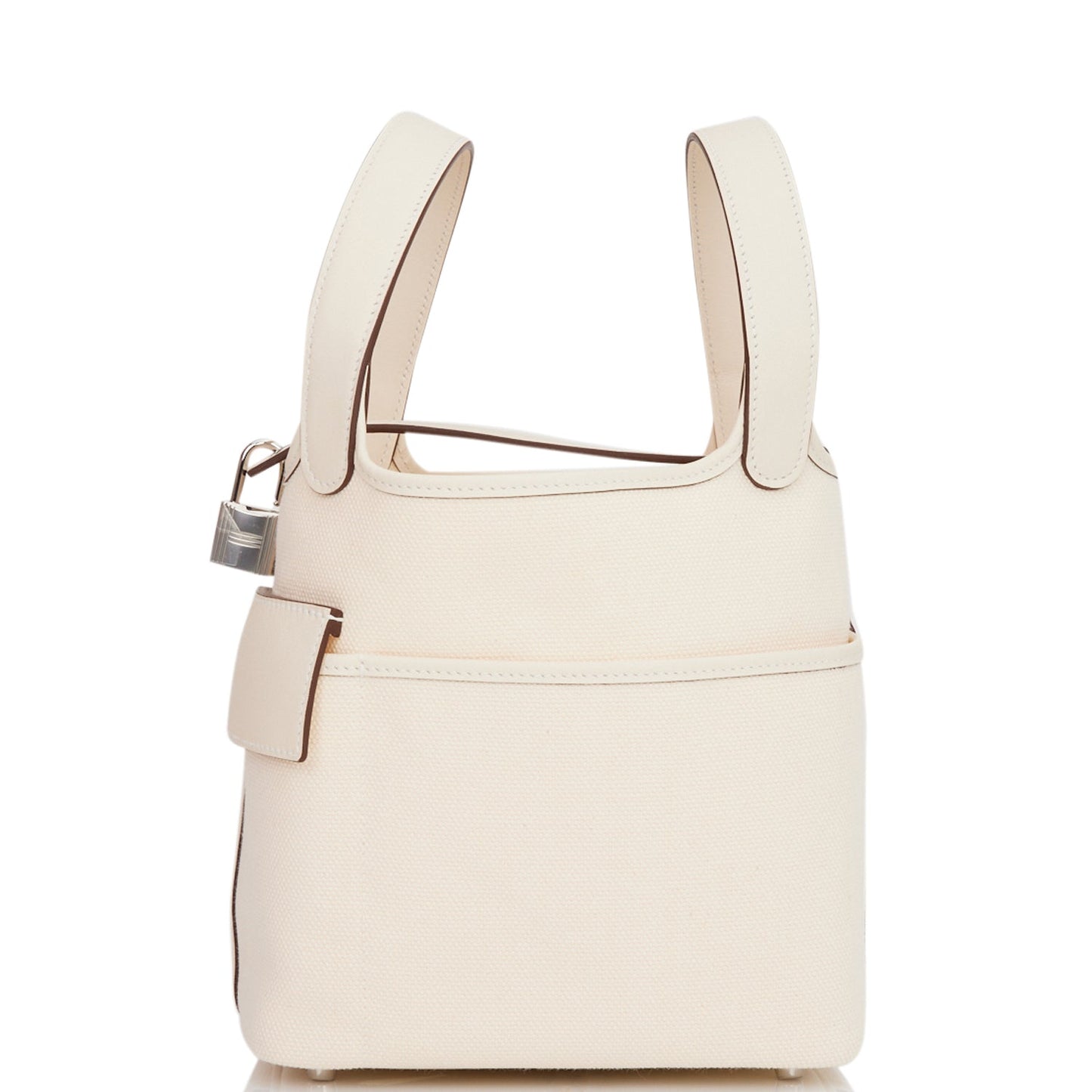Luxury Hermes Picotin Cargo 18 Nata Swift and Toile Canvas Palladium Hardware