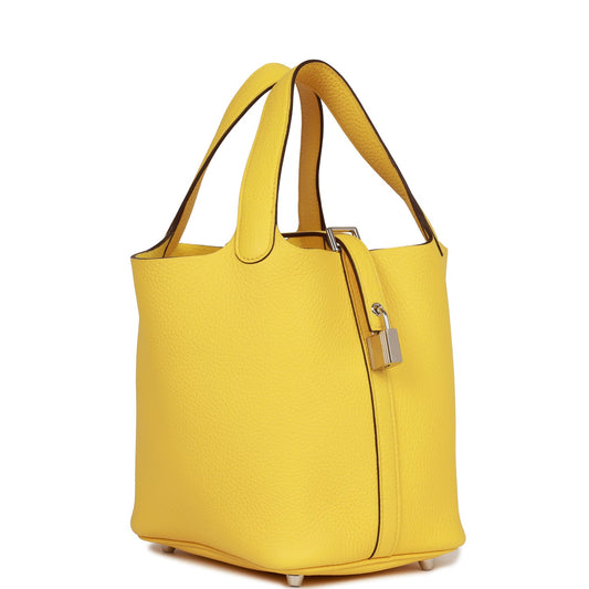 Luxury Hermes Picotin Lock 18 Jaune de Naples Clemence Palladium Hardware