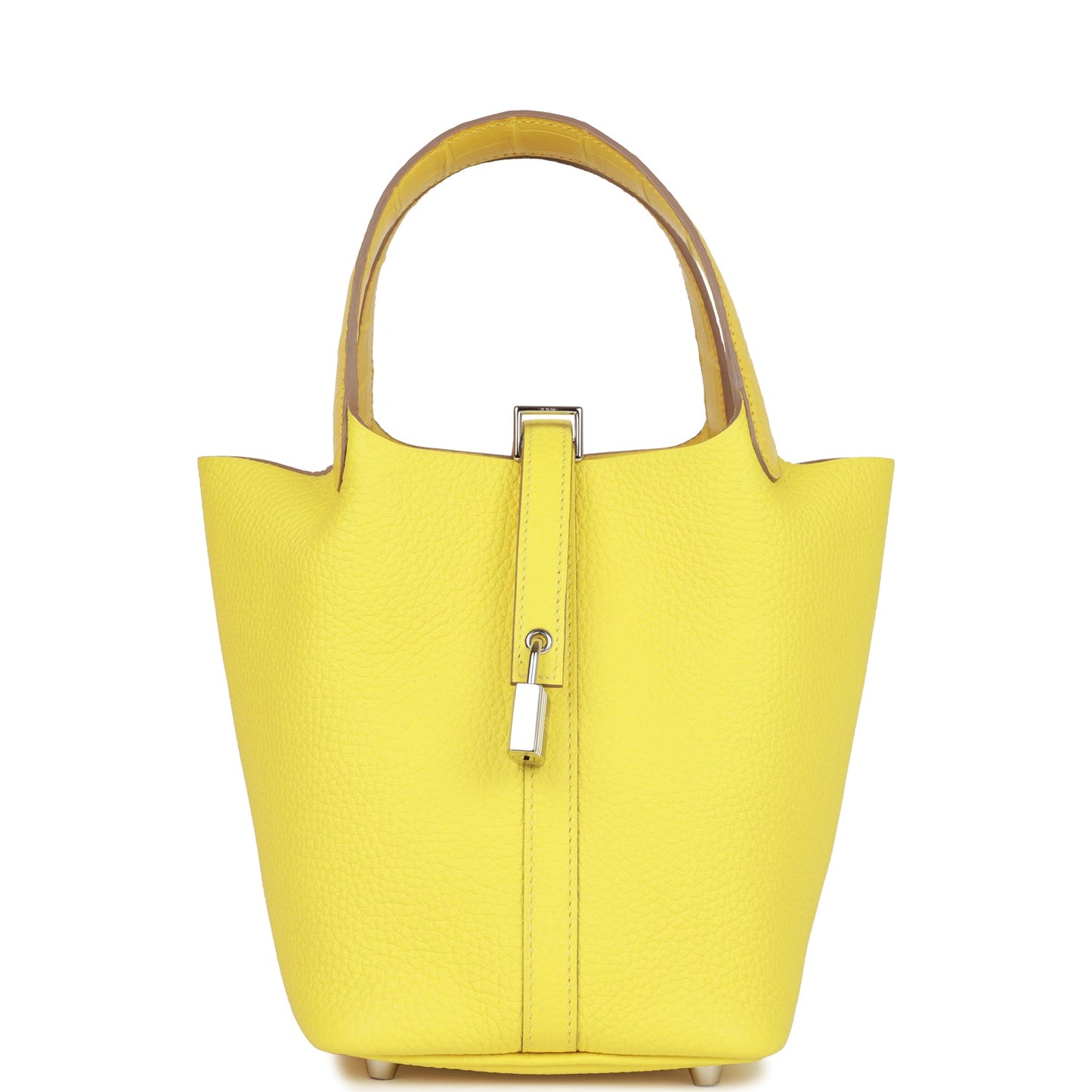 Luxury Hermes Picotin Lock 18 Mimosa Matte Alligator and Lime Clemence Touch Palladium Hardware