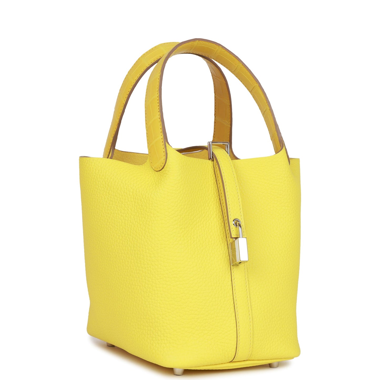 Luxury Hermes Picotin Lock 18 Mimosa Matte Alligator and Lime Clemence Touch Palladium Hardware
