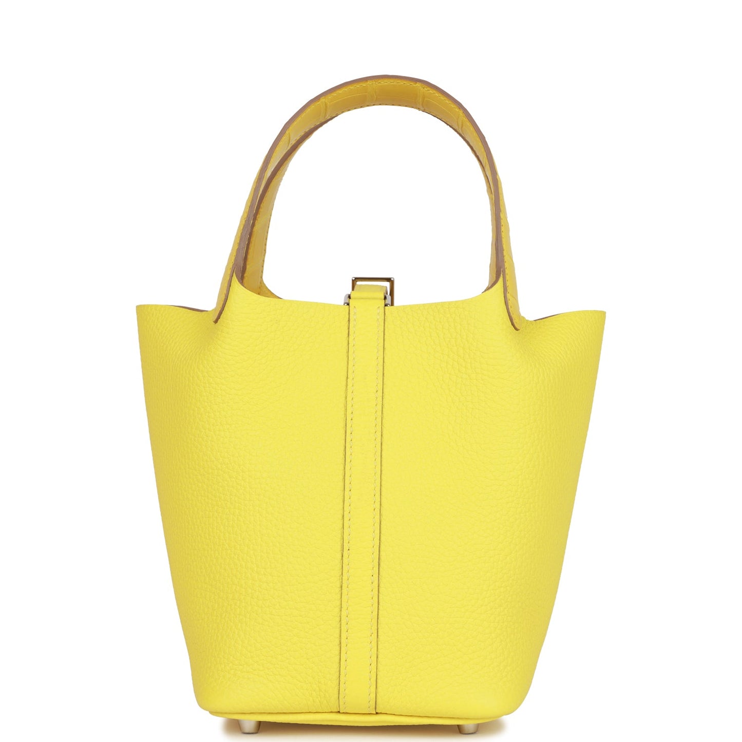 Luxury Hermes Picotin Lock 18 Mimosa Matte Alligator and Lime Clemence Touch Palladium Hardware