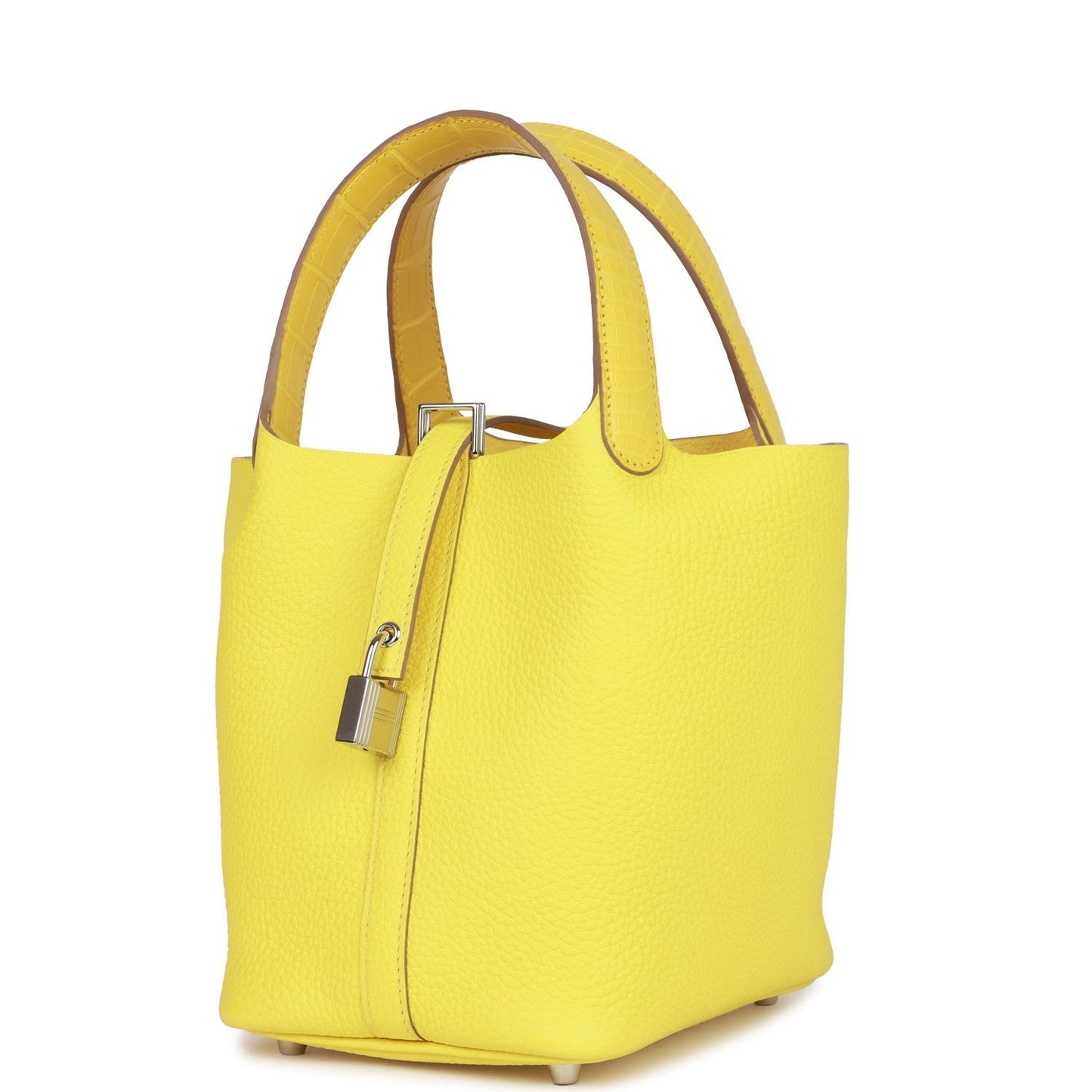 Luxury Hermes Picotin Lock 18 Mimosa Matte Alligator and Lime Clemence Touch Palladium Hardware
