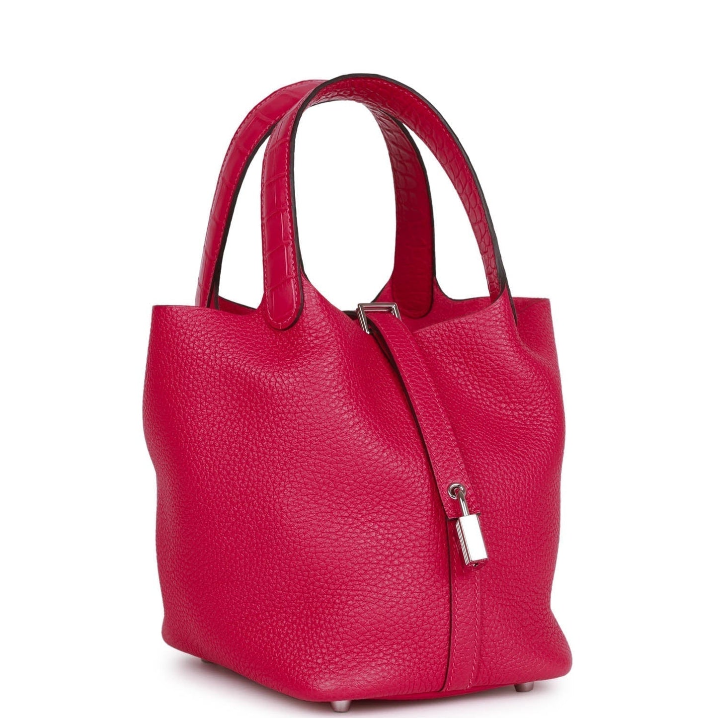 Luxury Hermes Picotin Lock 18 Framboise Clemence and Matte Alligator Touch Palladium Hardware